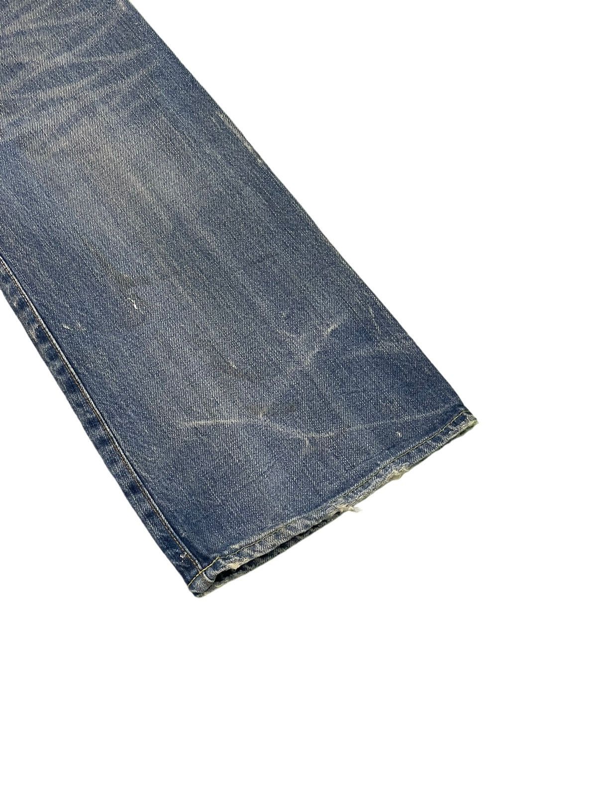 Japanese Brand Flare Jeans Rivet & Blue Distres Painter Denim Low Rise 4🟦3 Size US 29 - 15 Thumbnail
