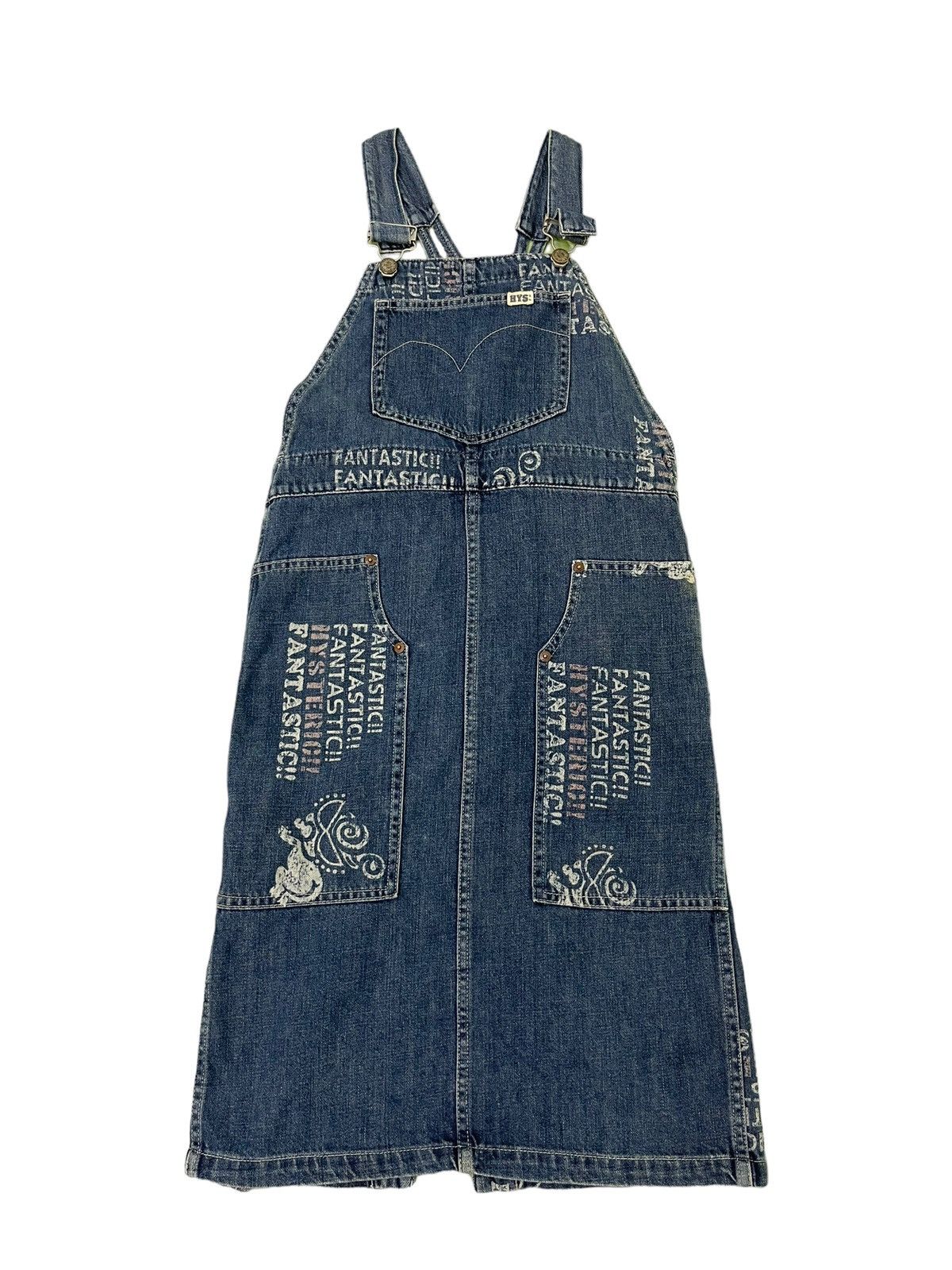 Hysteric Glamour Vtg 1998 Hysteric Mini Overalls Dress Denim 4🟦3 Size 29" - 7 Thumbnail