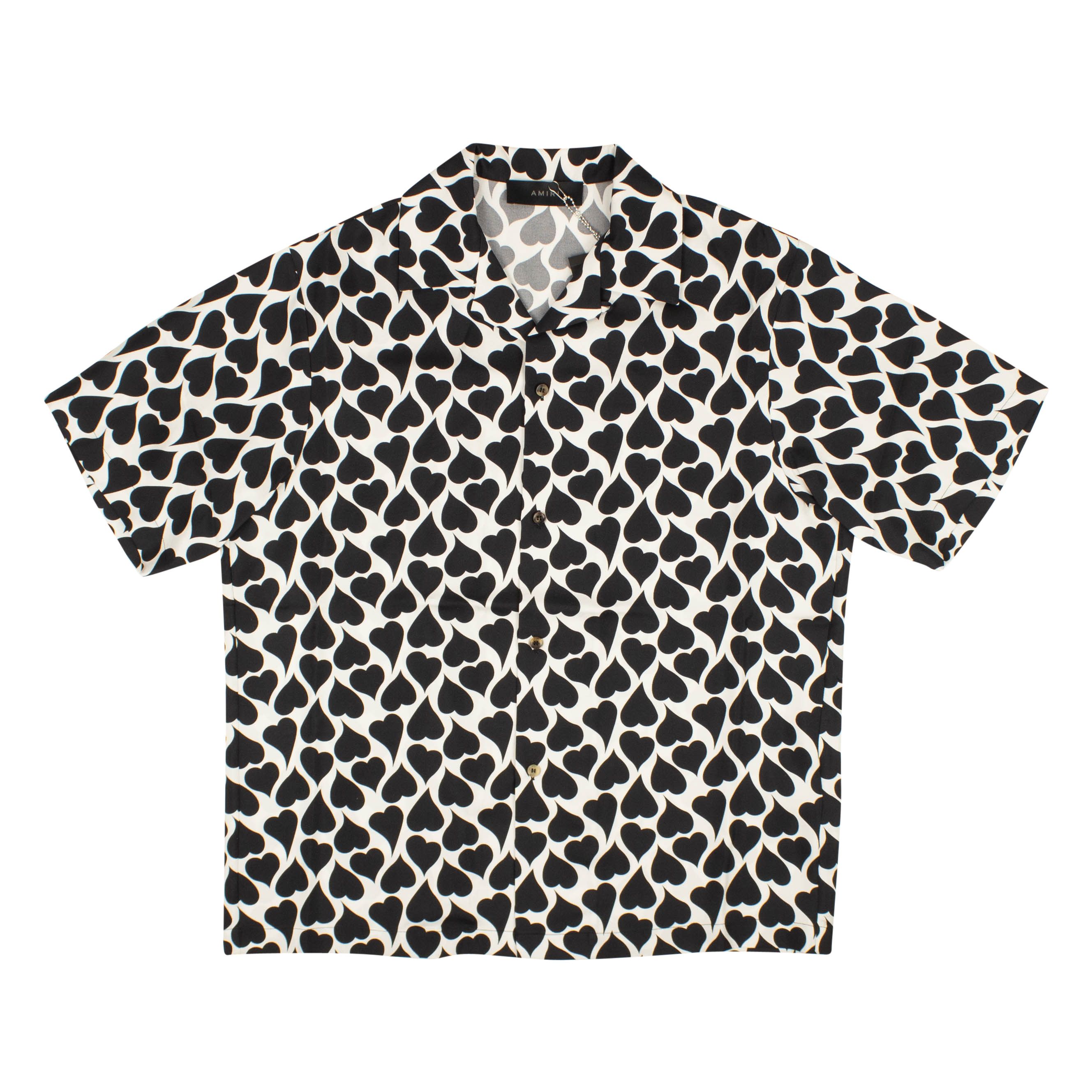 image of Amiri Black & White Love Hearts Shirt Size L, Men's