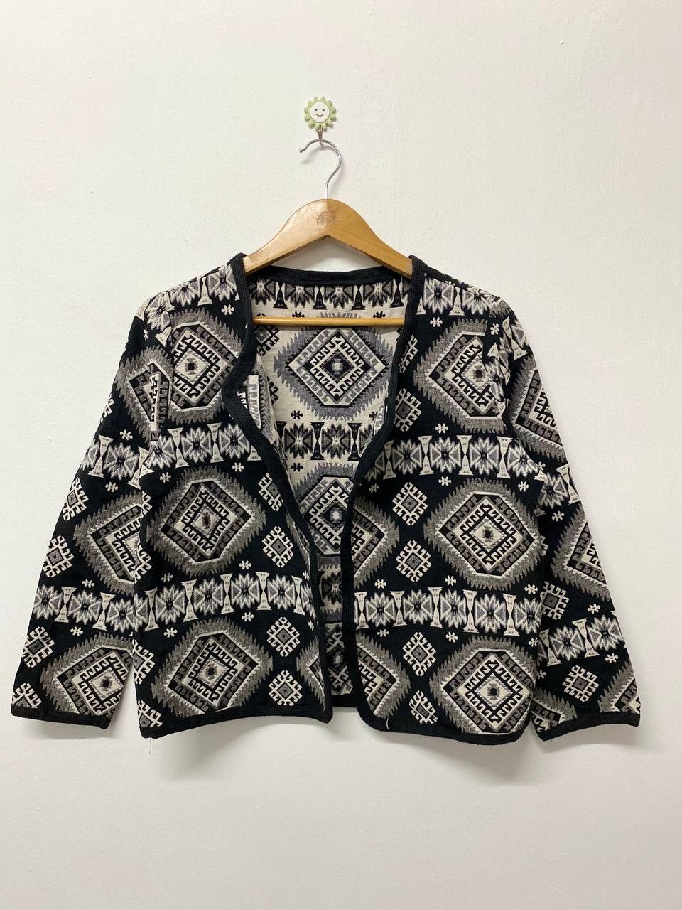 image of Archival Clothing x Avant Garde Cardigan American Native Navajo Pattern Nice Design in Black, Women
