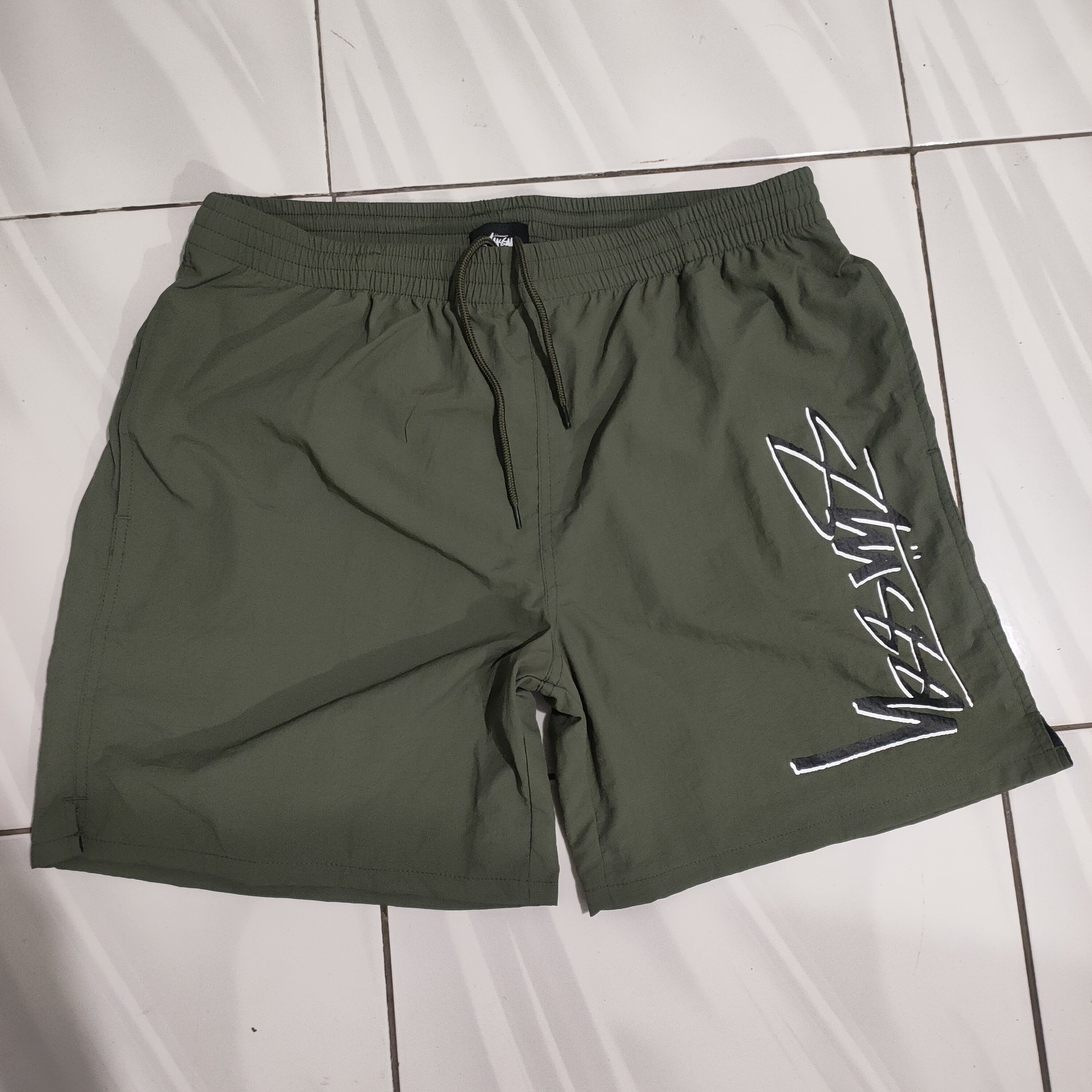 STUSSY VOLUME PLEATED SHORT STRIPE 黒 32 Stussy Wrinkled Stripe Volume Pleated Short Navy Men's