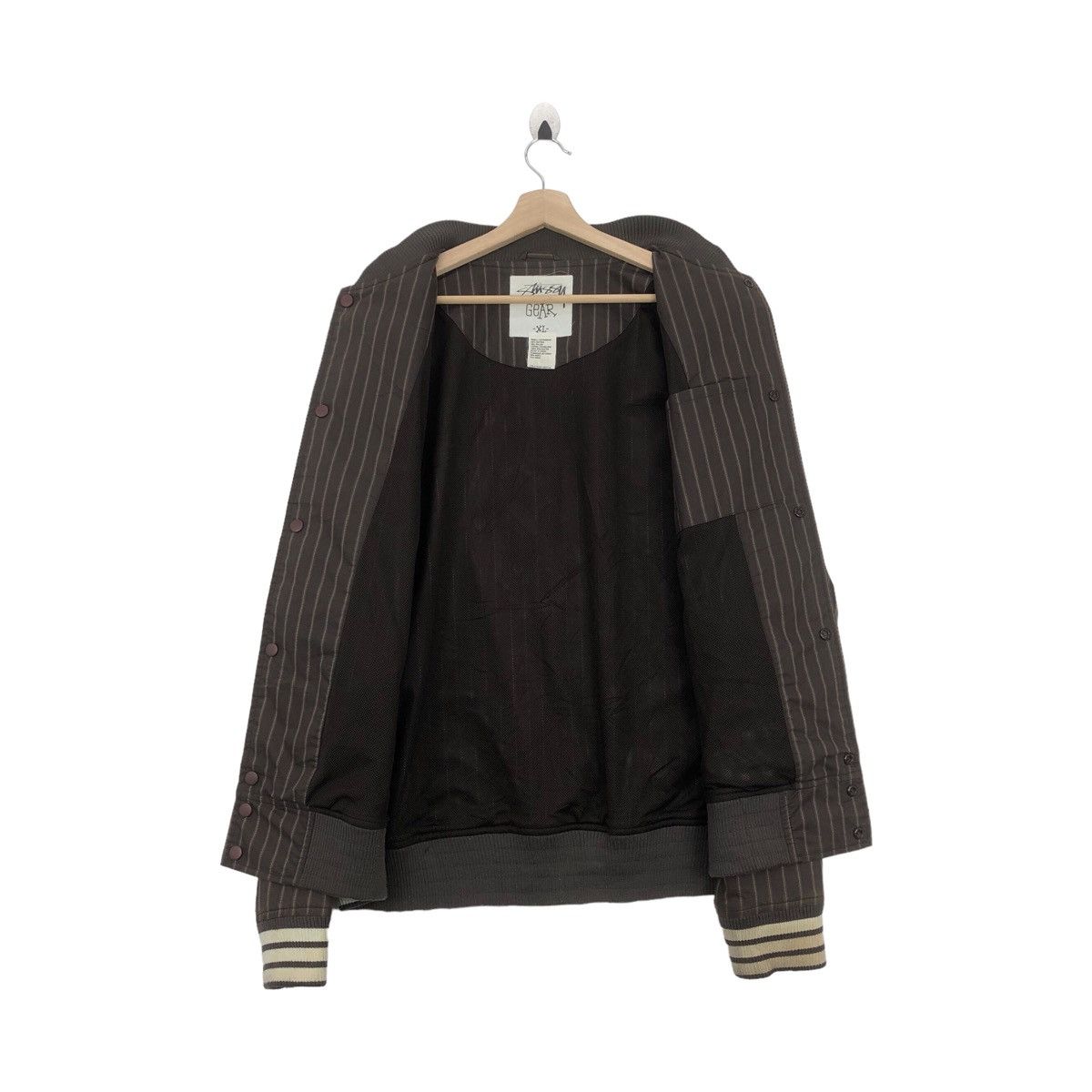 Stussy Rare Vtg STUSSY Stripe Embroidery Logo Varsity Jacket Puffer Size US XL / EU 56 / 4 - 10 Thumbnail