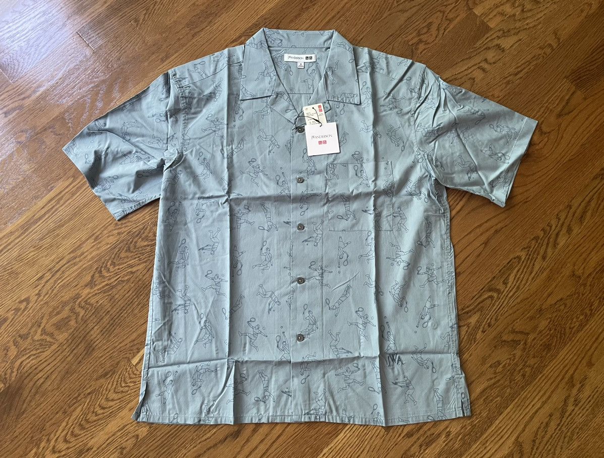 JW Anderson × Uniqlo Medium Open Collar Light Blue Tennis Dress Shirt Up Vacation Size US M / EU 48-50 / 2 - 1 Thumbnail