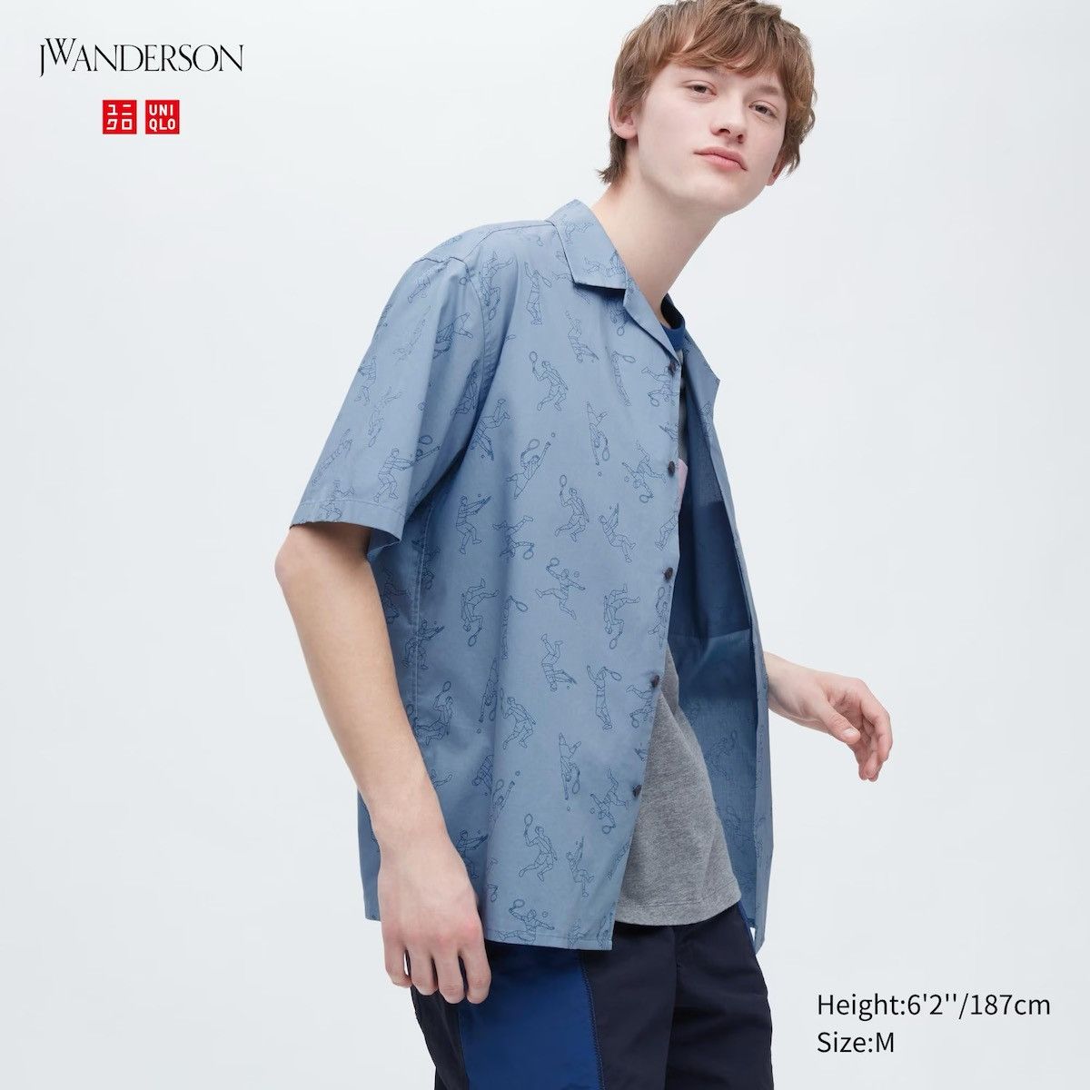 JW Anderson × Uniqlo Medium Open Collar Light Blue Tennis Dress Shirt Up Vacation Size US M / EU 48-50 / 2 - 2 Thumbnail