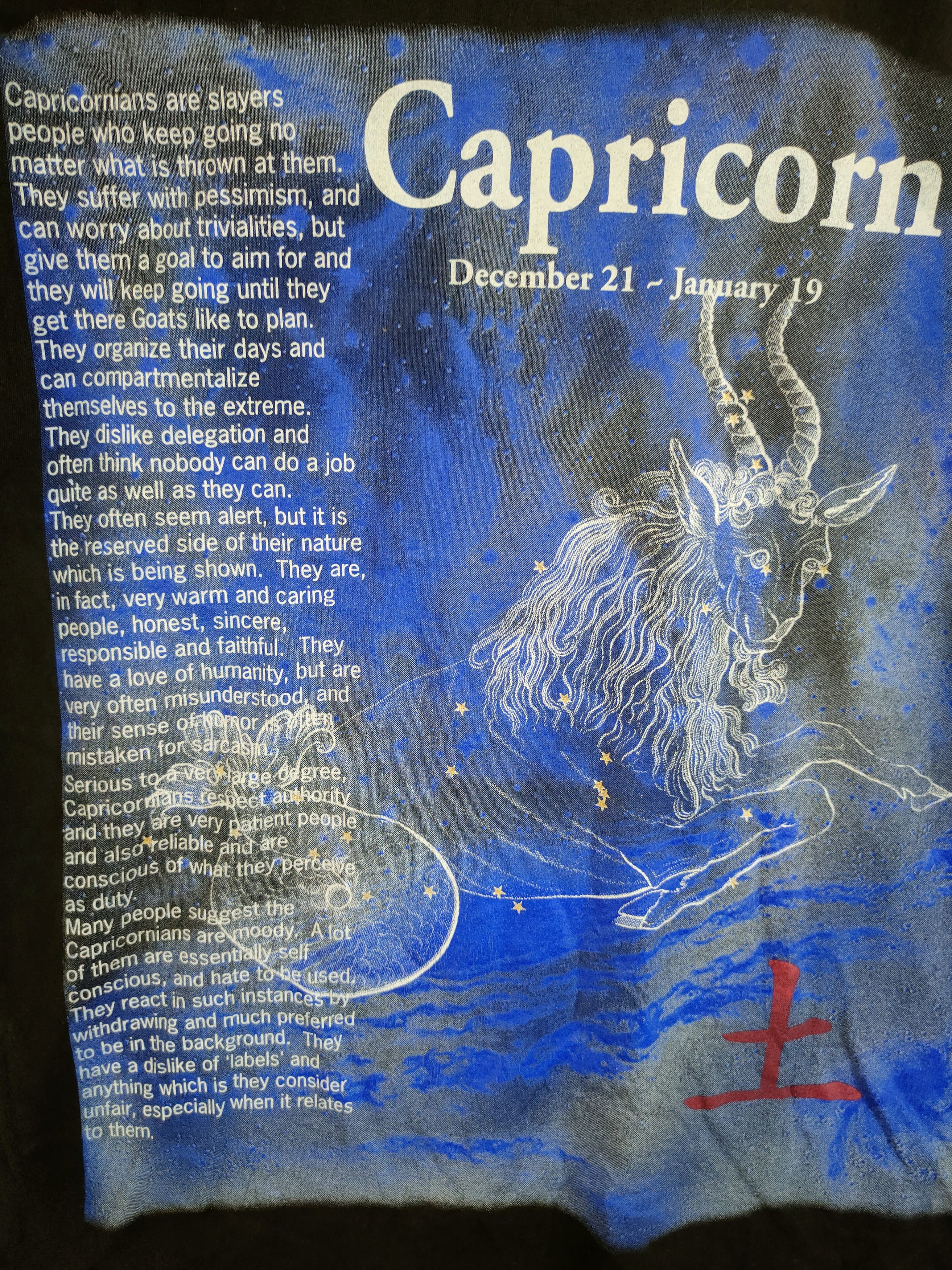 Japanese Brand DLL Astrological sign zodiac capricorn Black tshirt #1165 Size US XXL / EU 58 / 5 - 4 Thumbnail