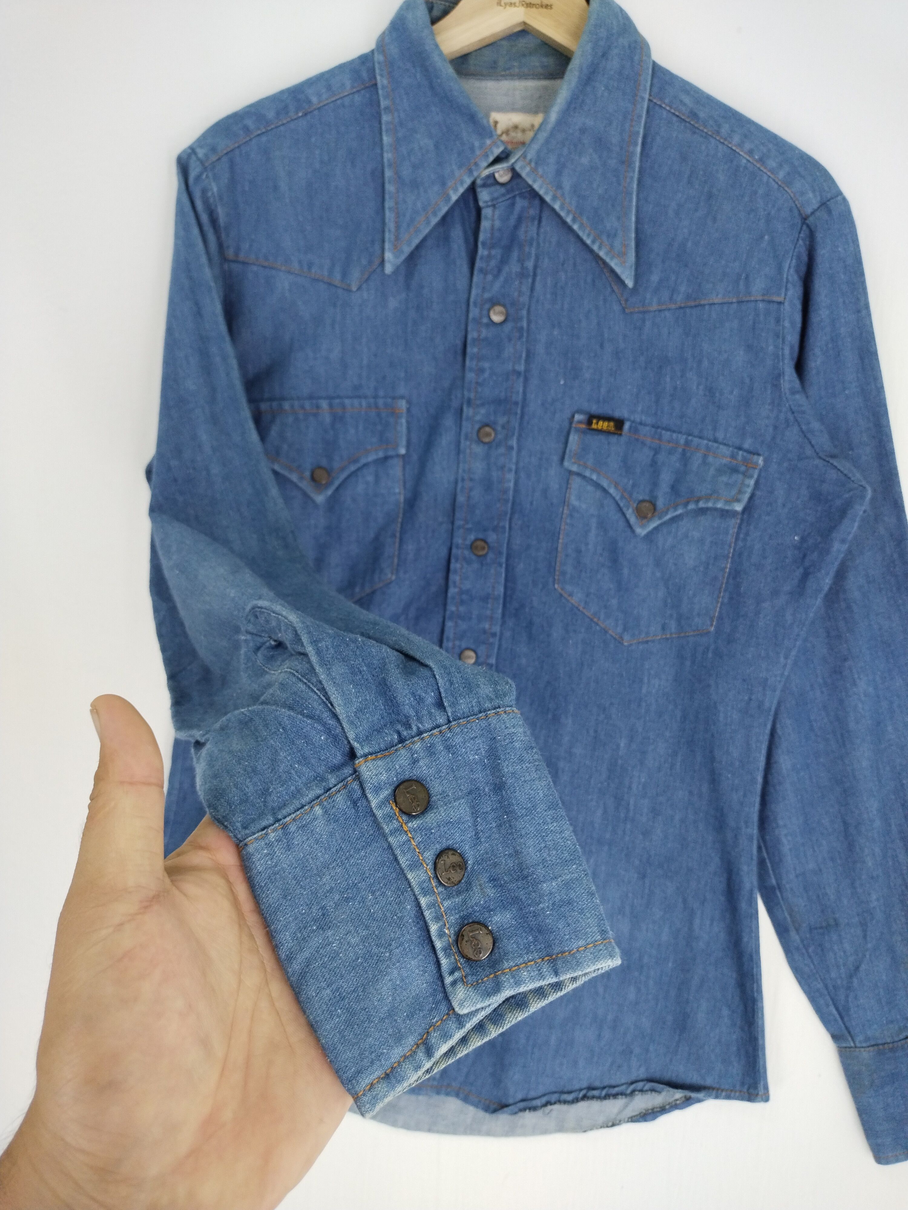 Lee × Vintage VTG 70S LEE M DENIM WESTERN SHIRT WITH PRESS STUD BUTTON Size US M / EU 48-50 / 2 - 3 Thumbnail