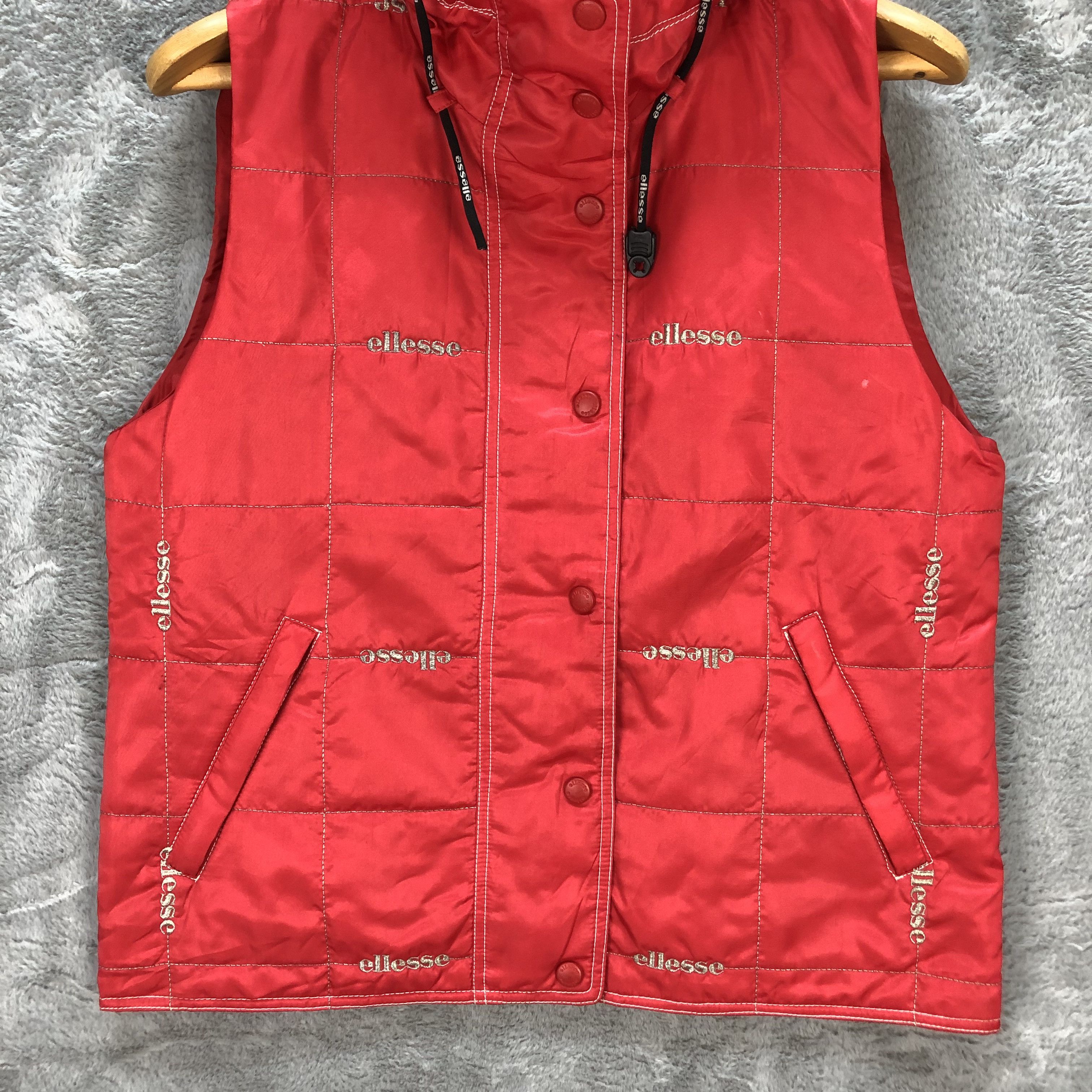 Ellesse Ellesse Embroidery Logo Hooded Red Vest #6316-60 Size S / US 4 / IT 40 - 5 Thumbnail