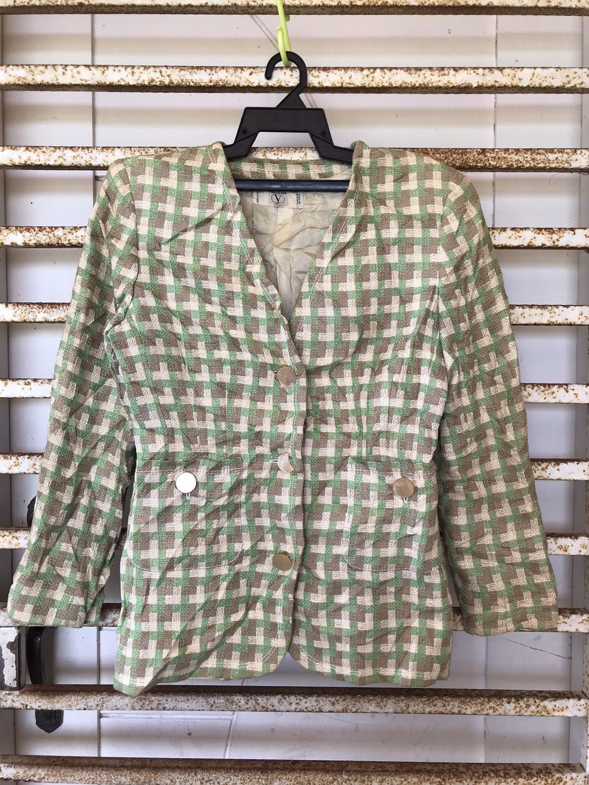 Valentino Miss V Plaid Blazer Cotton Linen Made in Italy