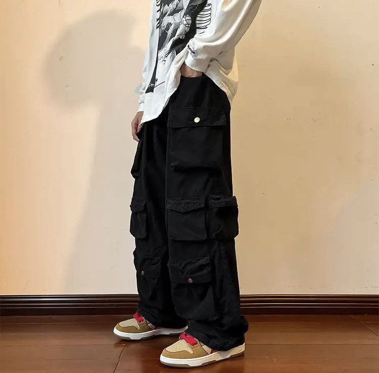 Multi-pocket Wide Leg Cargo Pants