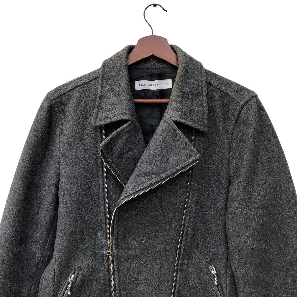 Japanese Brand Takeo Kikuchi Asymmetrical Double Collar Zipper Jacket Size US M / EU 48-50 / 2 - 4 Thumbnail