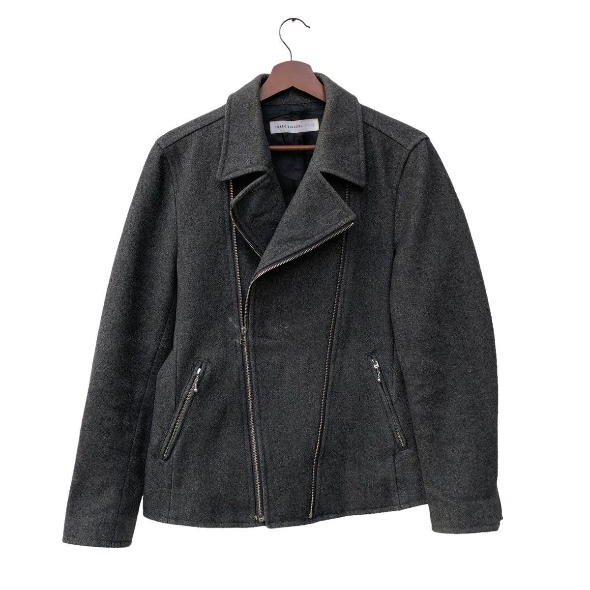 Japanese Brand Takeo Kikuchi Asymmetrical Double Collar Zipper Jacket Size US M / EU 48-50 / 2 - 1 Thumbnail