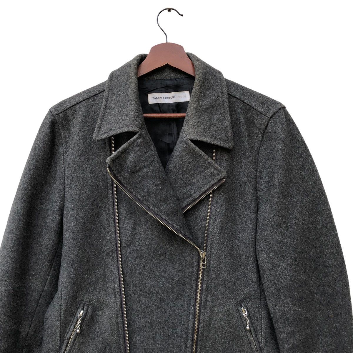 Japanese Brand Takeo Kikuchi Asymmetrical Double Collar Zipper Jacket Size US M / EU 48-50 / 2 - 5 Thumbnail
