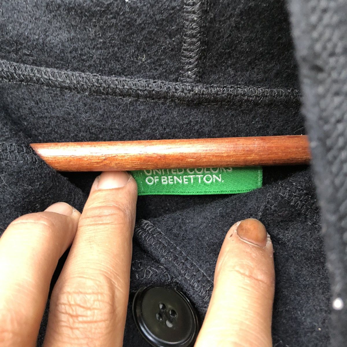 United Colors Of Benetton 🔥UNITED OF COLOUR BENETTON WOOL LONG COAT JACKET Size XL / US 12-14 / IT 48-50 - 6 Thumbnail