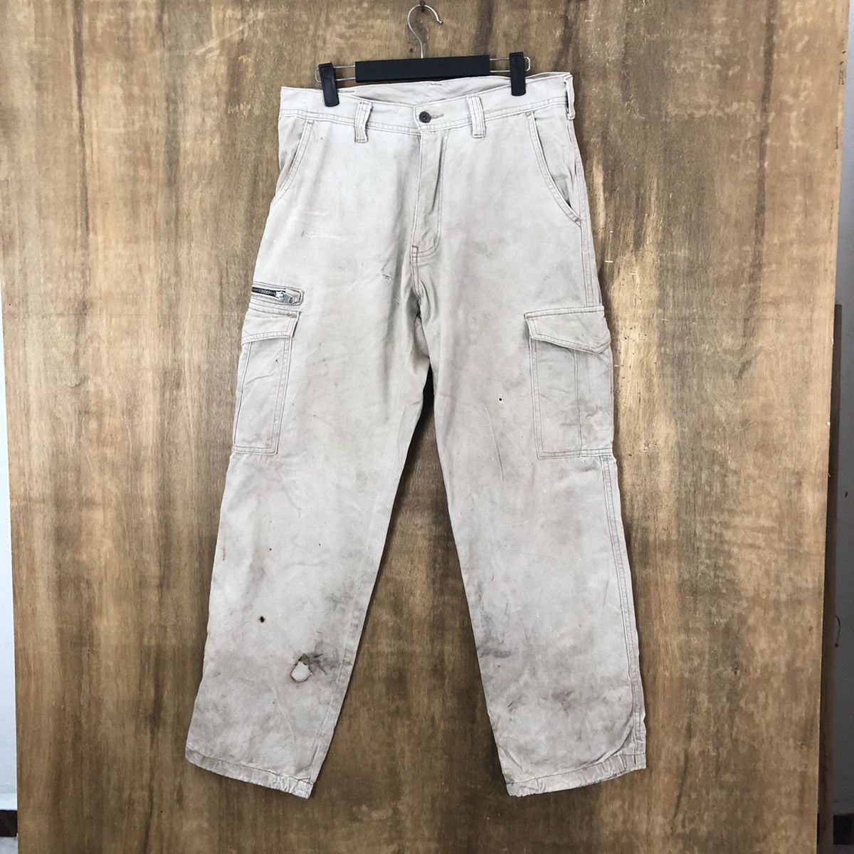 Vintage Even River dirty thrashed Brown Cargo pants #6247 Size US 31 - 1 Thumbnail