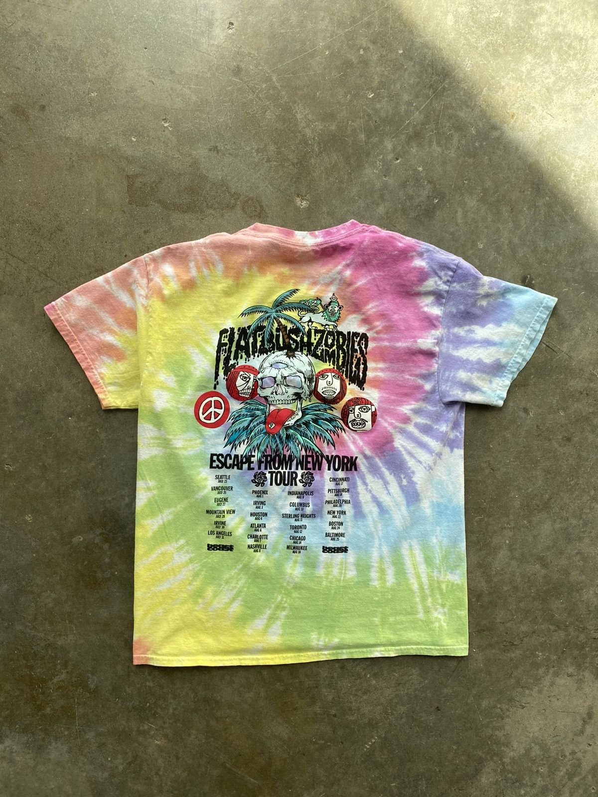 image of Flatbush Zombies Beast Coast Tour 2019 Tie Dye Tee Medium M, Men's