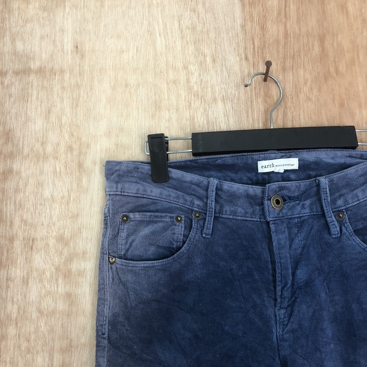 Japanese Brand Earth Econology Dark Blue Corduroy Casual pants #6203 Size US 29 - 4 Thumbnail