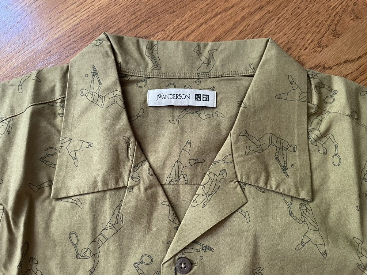 JW Anderson × Uniqlo Small Open Collar Olive Green Tennis Dress Shirt Up Vacation Size US S / EU 44-46 / 1 - 2 Thumbnail