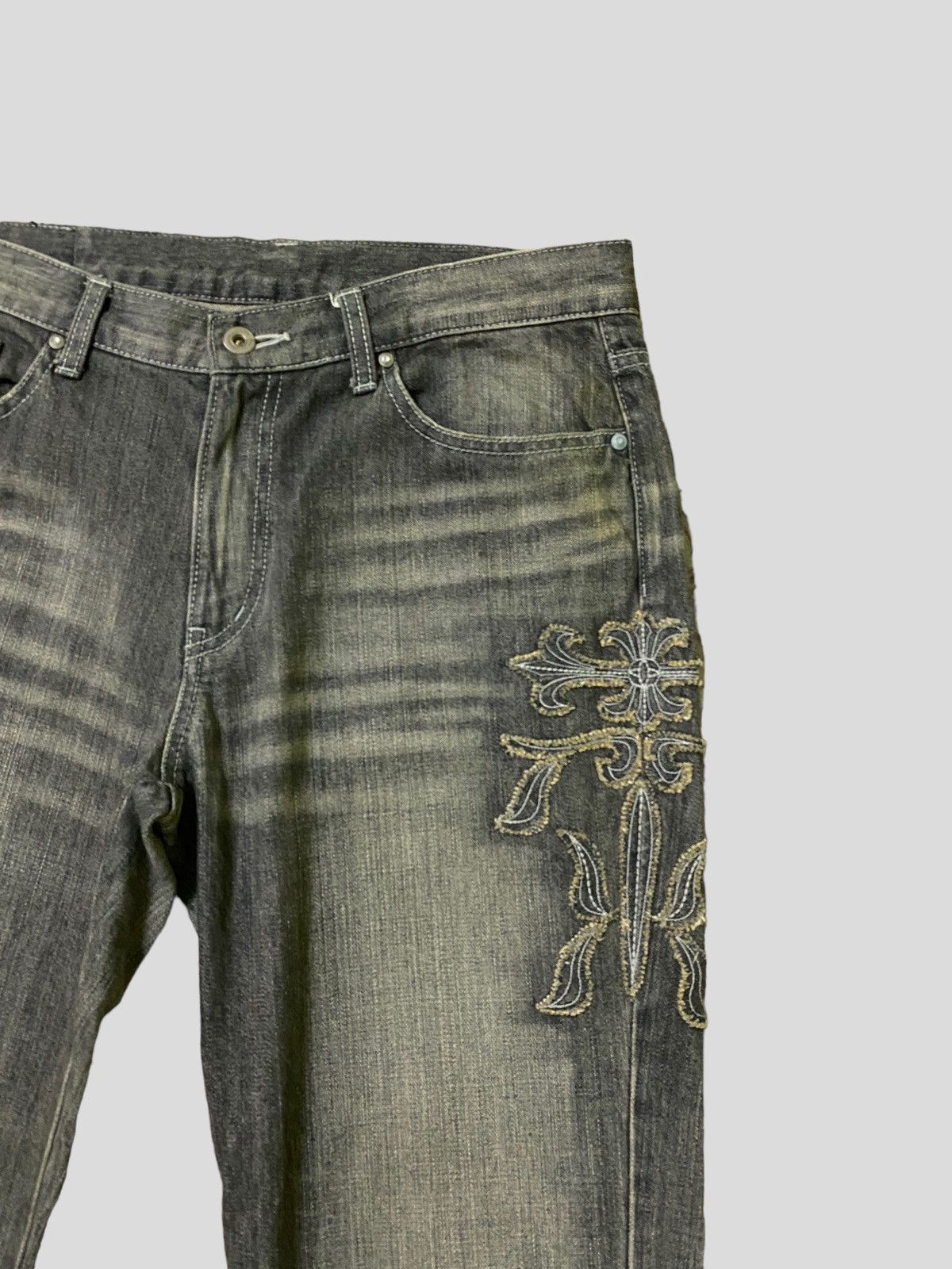 Hysteric Glamour Vintage BARASSI Patches Design Cross Inspired Denim Size US 31 - 5 Thumbnail