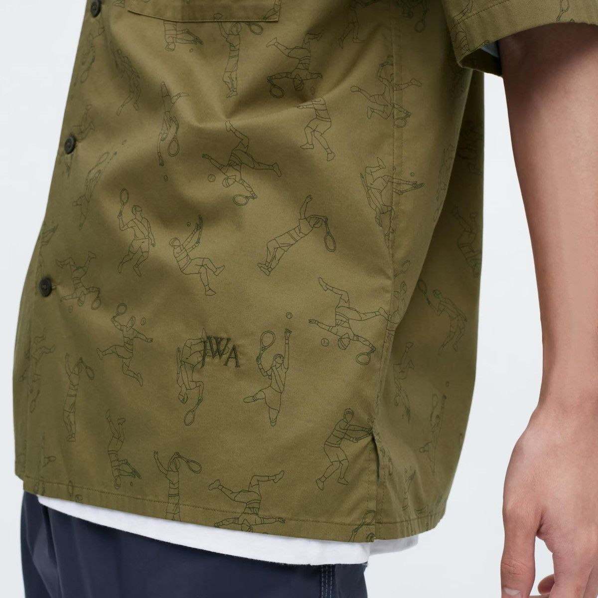 JW Anderson × Uniqlo Large Open Collar Olive Green Tennis Dress Shirt Up Vacation Size US L / EU 52-54 / 3 - 13 Thumbnail