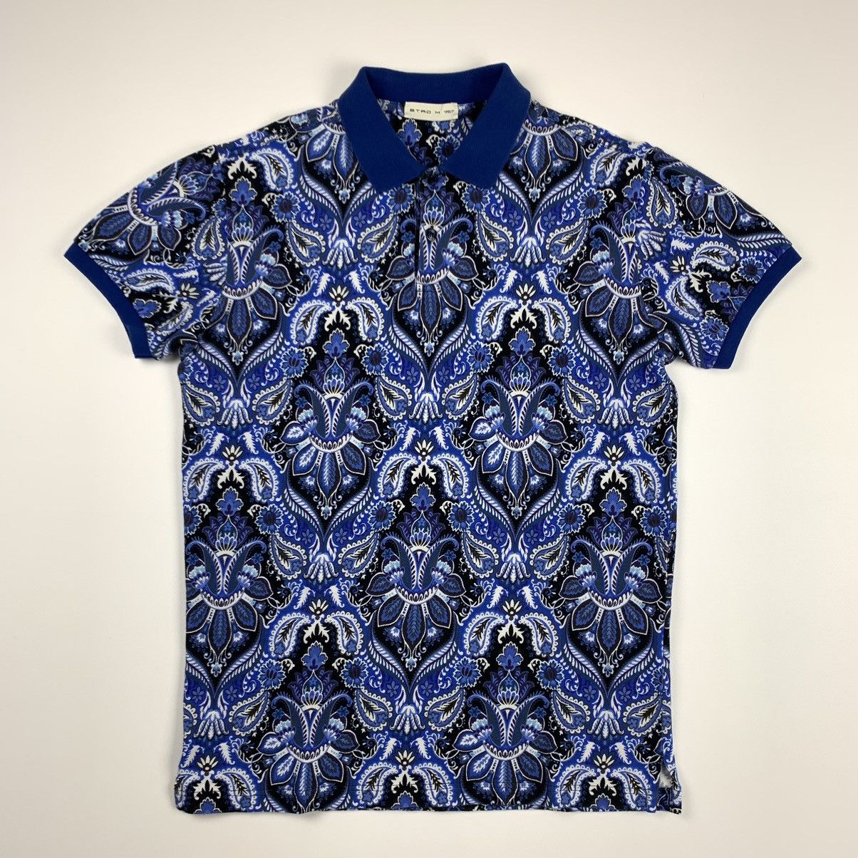 image of Etro Paisley Polo Shirt in Blue/Navy, Men's (Size Medium)
