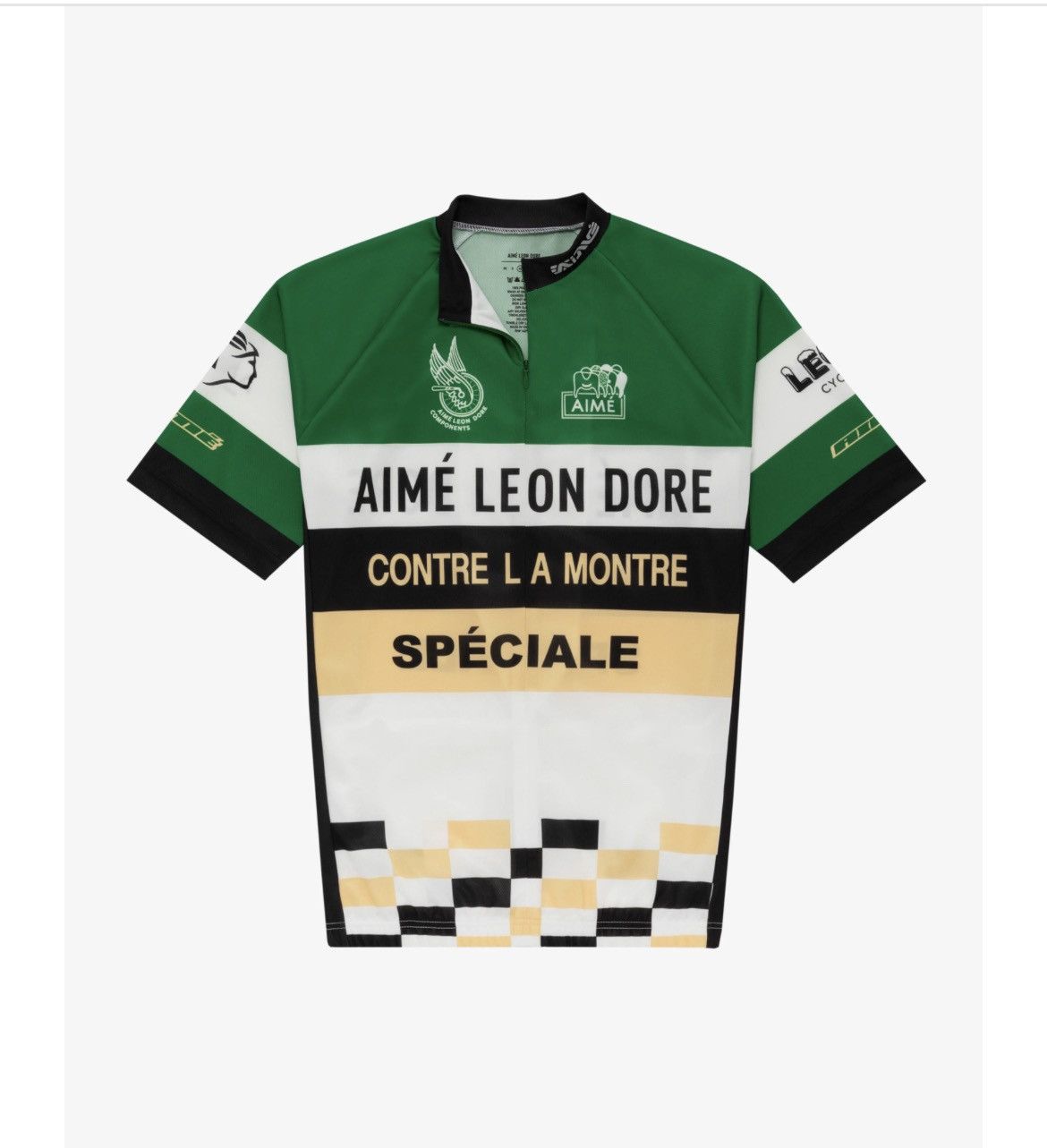 image of Aime Leon Dore Ald Poly Cycling Jersey Size Medium Formal Green Yellow, Men's