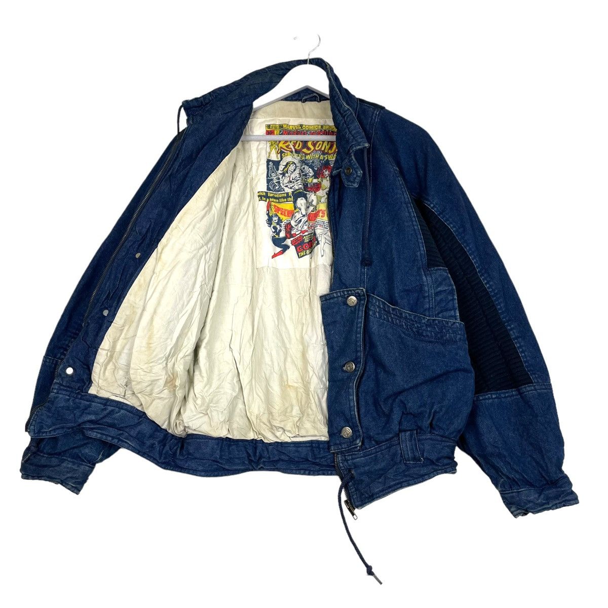 Japanese Brand × Vintage 💥90s MARVEL DENIM BOMBER JACKET Size US M / EU 48-50 / 2 - 1 Thumbnail