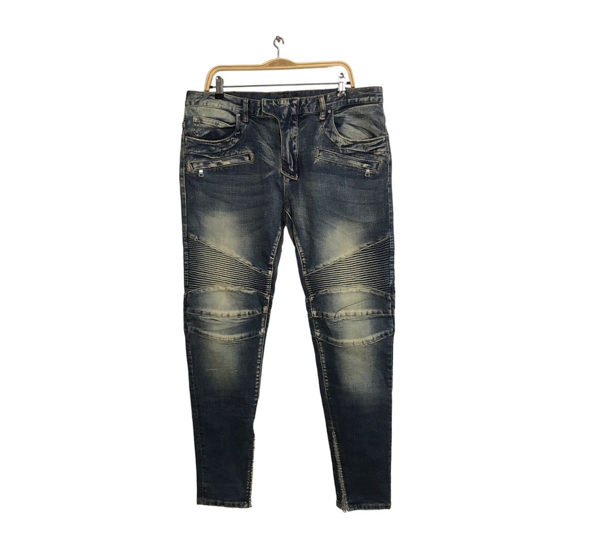 MNML MNML Biker Motorcycle Multipocket Design Denim Pants balmain Size US 36 / EU 52 - 1 Thumbnail