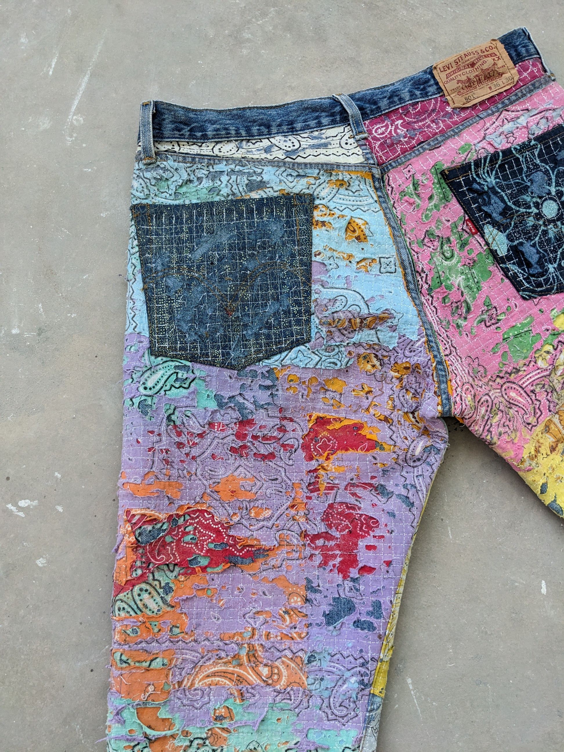 Levi's × Vintage OPEN ORDER 🔥 1/1 World Reconstruction Levis Bandana Boro Size US 35 - 21 Thumbnail
