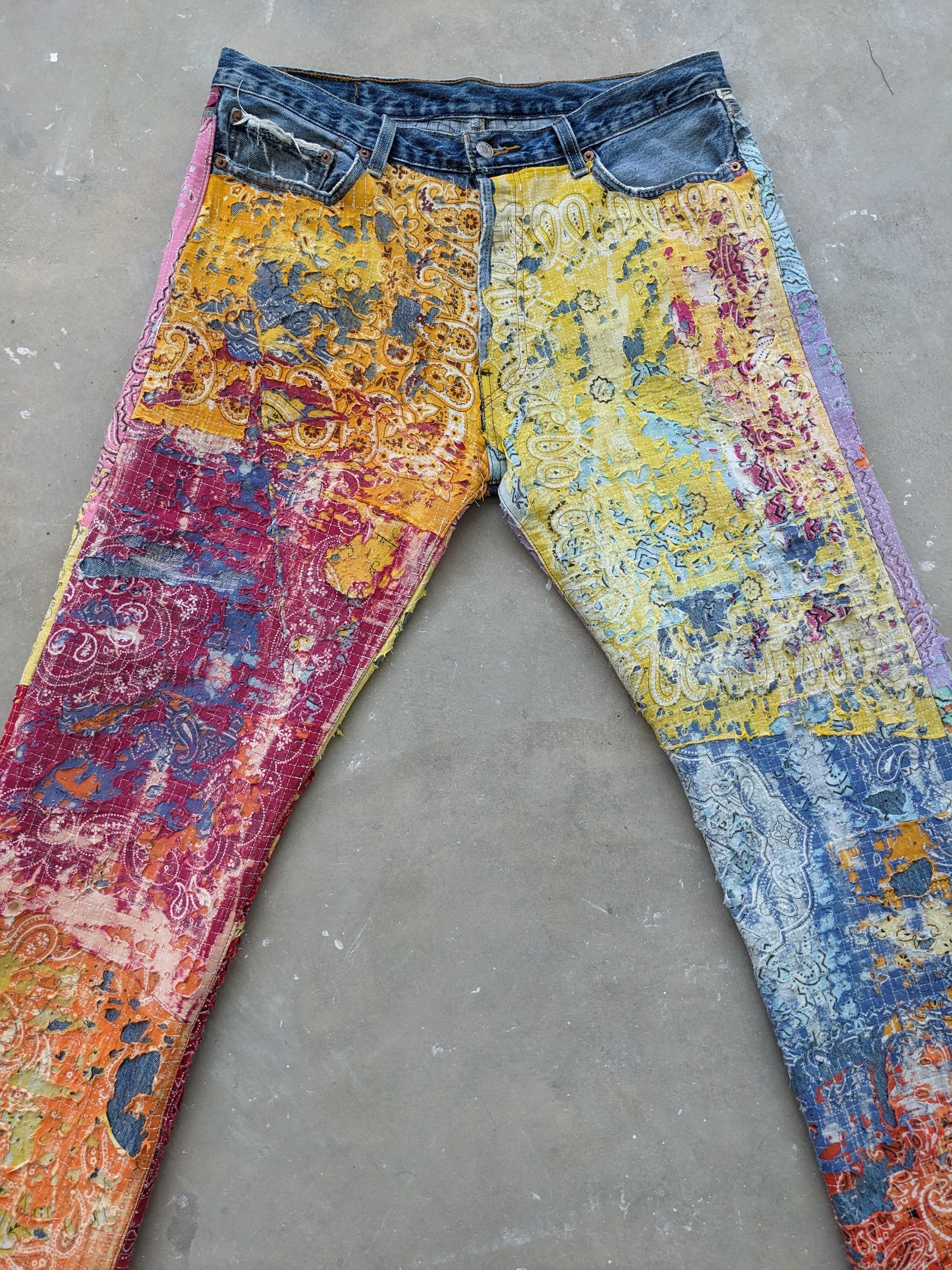 Levi's × Vintage OPEN ORDER 🔥 1/1 World Reconstruction Levis Bandana Boro Size US 35 - 13 Thumbnail