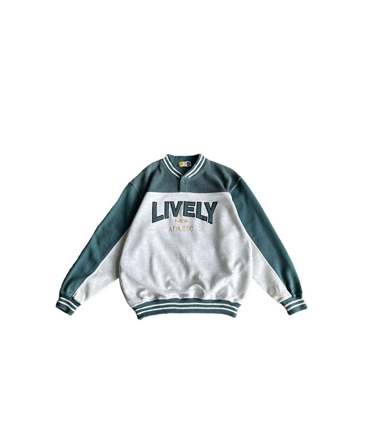 Japanese Brand × Vintage Vintage Sweatshirt Button Up Big Spell Out Size US L / EU 52-54 / 3 - 1 Thumbnail