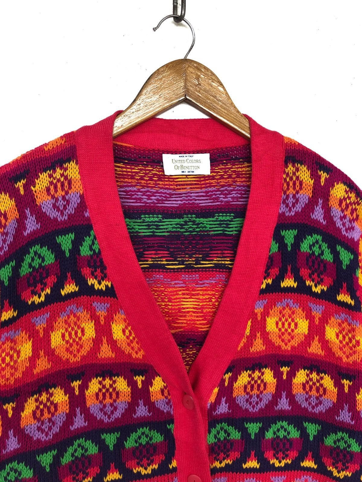 Benetton Made in Italy Fair Isle Multicolour Button Cardigan Size US S / EU 44-46 / 1 - 2 Thumbnail