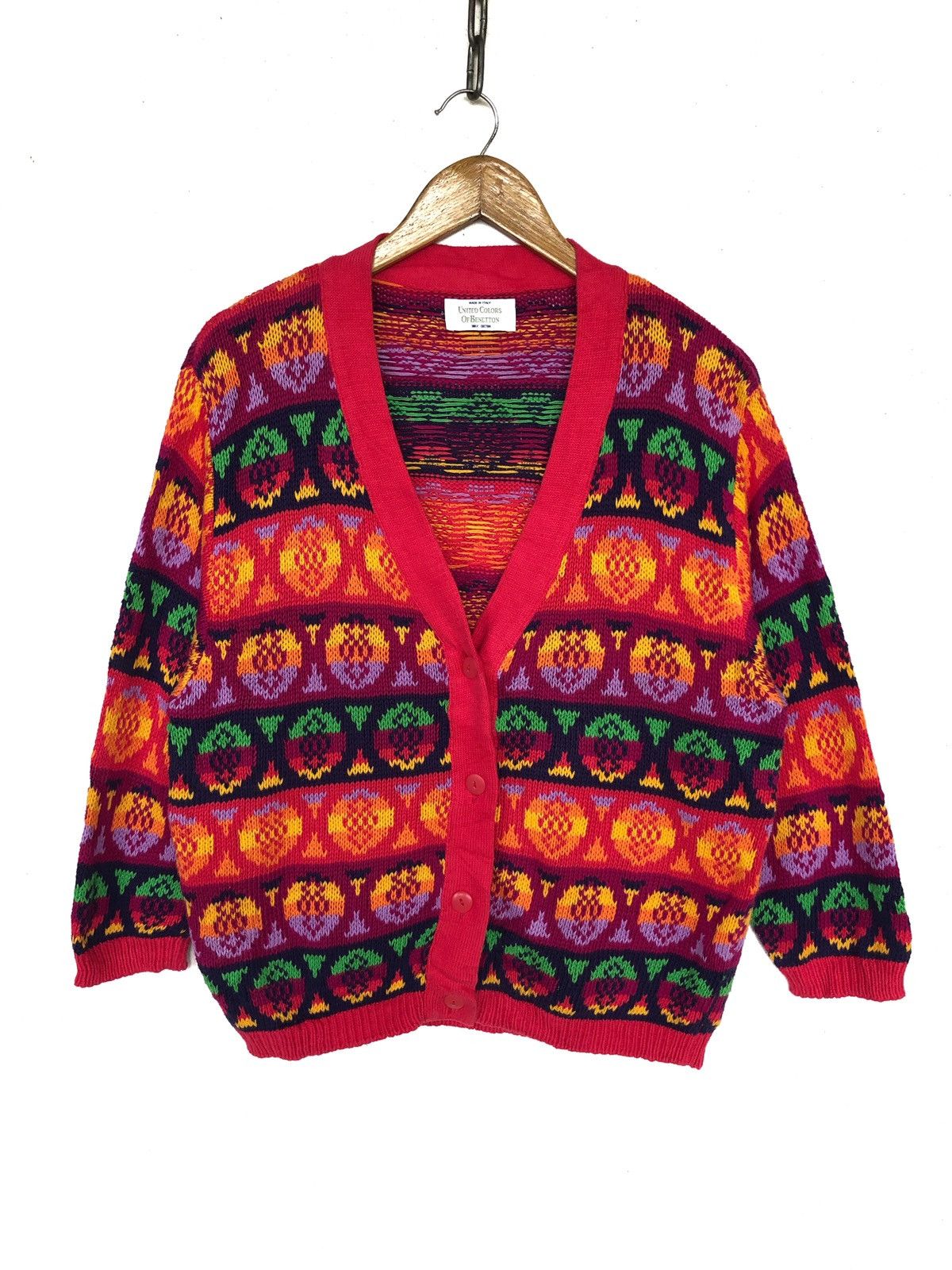 Benetton Made in Italy Fair Isle Multicolour Button Cardigan Size US S / EU 44-46 / 1 - 1 Thumbnail