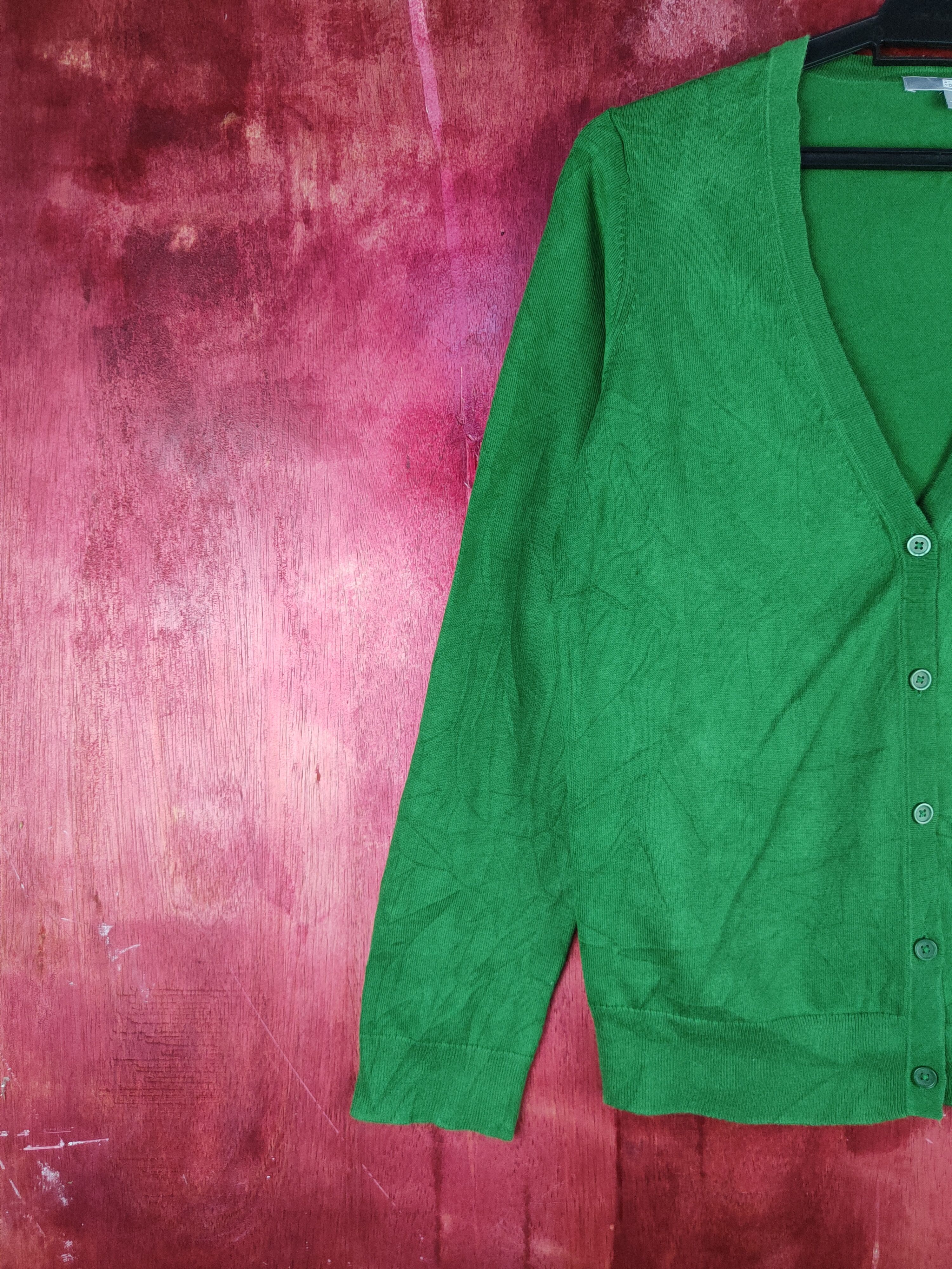 Japanese Brand × Uniqlo Uniqlo Dark Green Cardigan knitwear thin japan vintage #S948 Size M / US 6-8 / IT 42-44 - 3 Thumbnail