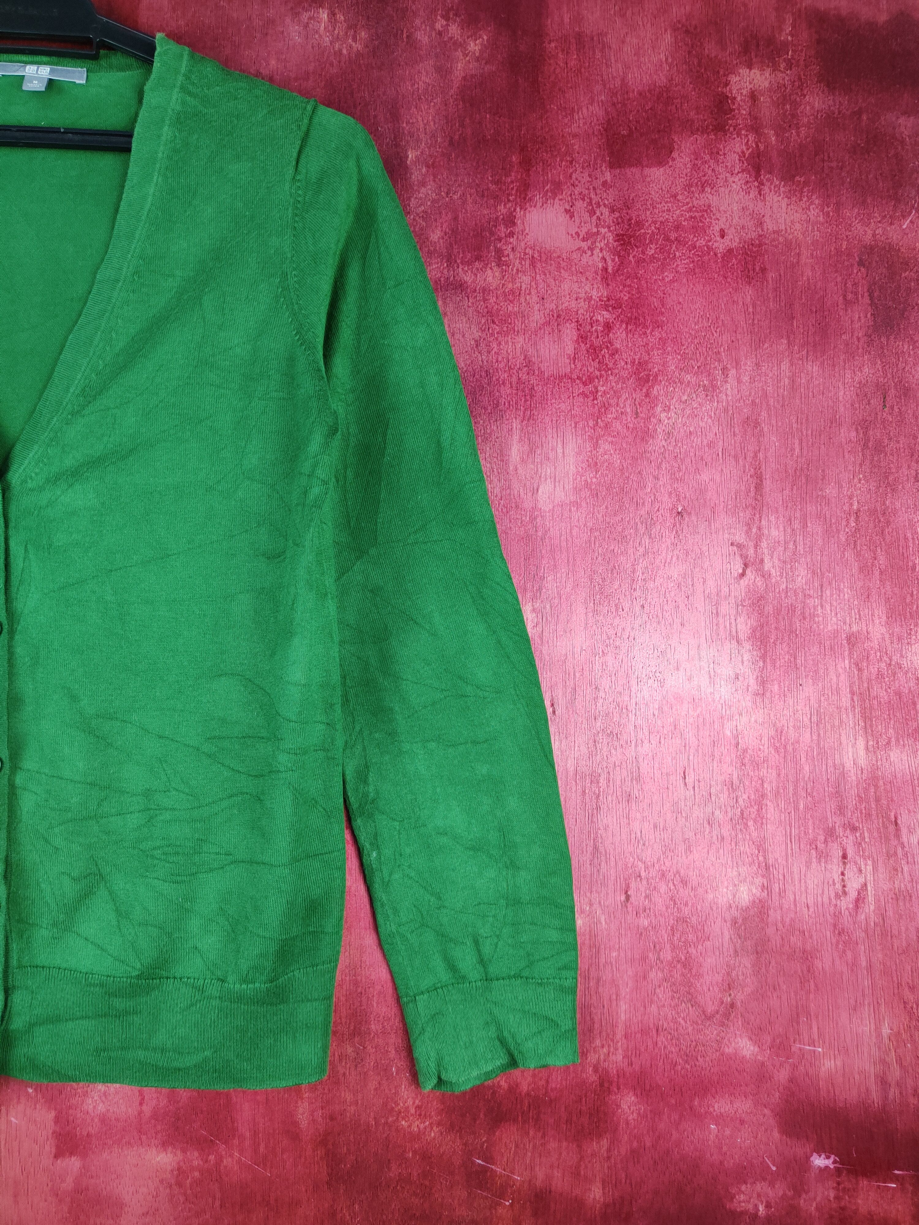 Japanese Brand × Uniqlo Uniqlo Dark Green Cardigan knitwear thin japan vintage #S948 Size M / US 6-8 / IT 42-44 - 5 Thumbnail