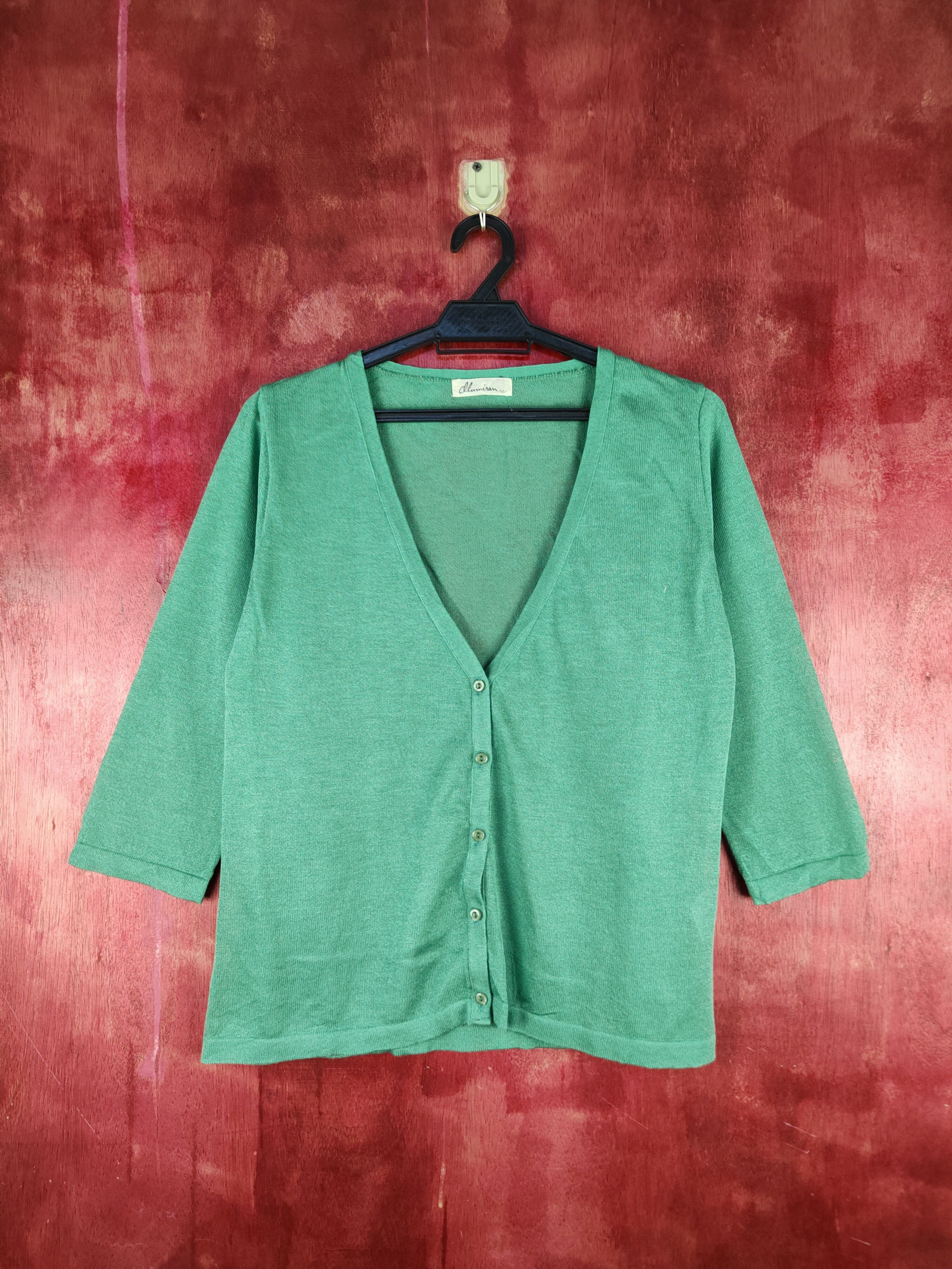 Japanese Brand × Vintage Japan vintage knitwear Green Cardigan #S943 Size M / US 6-8 / IT 42-44 - 1 Thumbnail