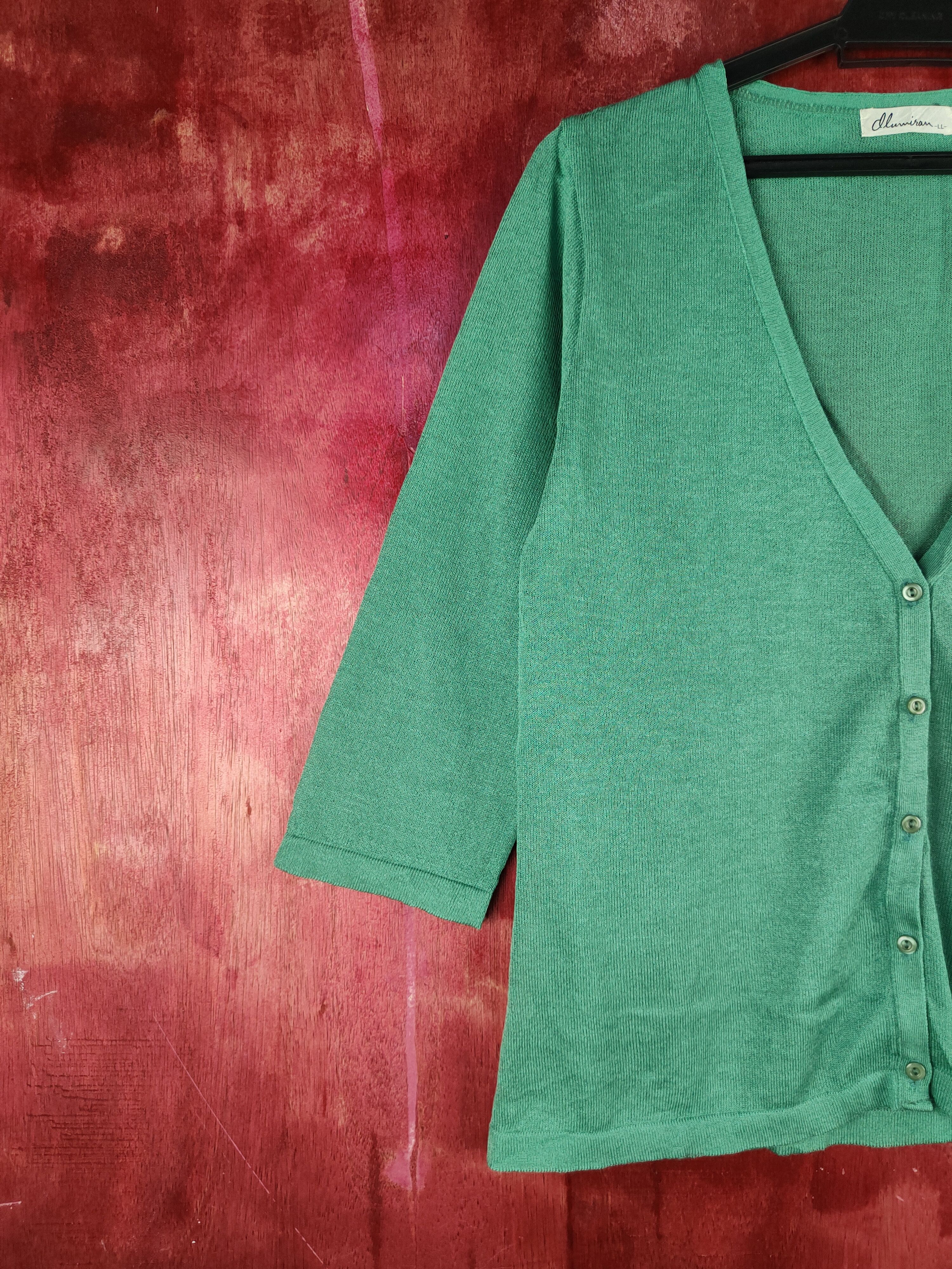 Japanese Brand × Vintage Japan vintage knitwear Green Cardigan #S943 Size M / US 6-8 / IT 42-44 - 3 Thumbnail