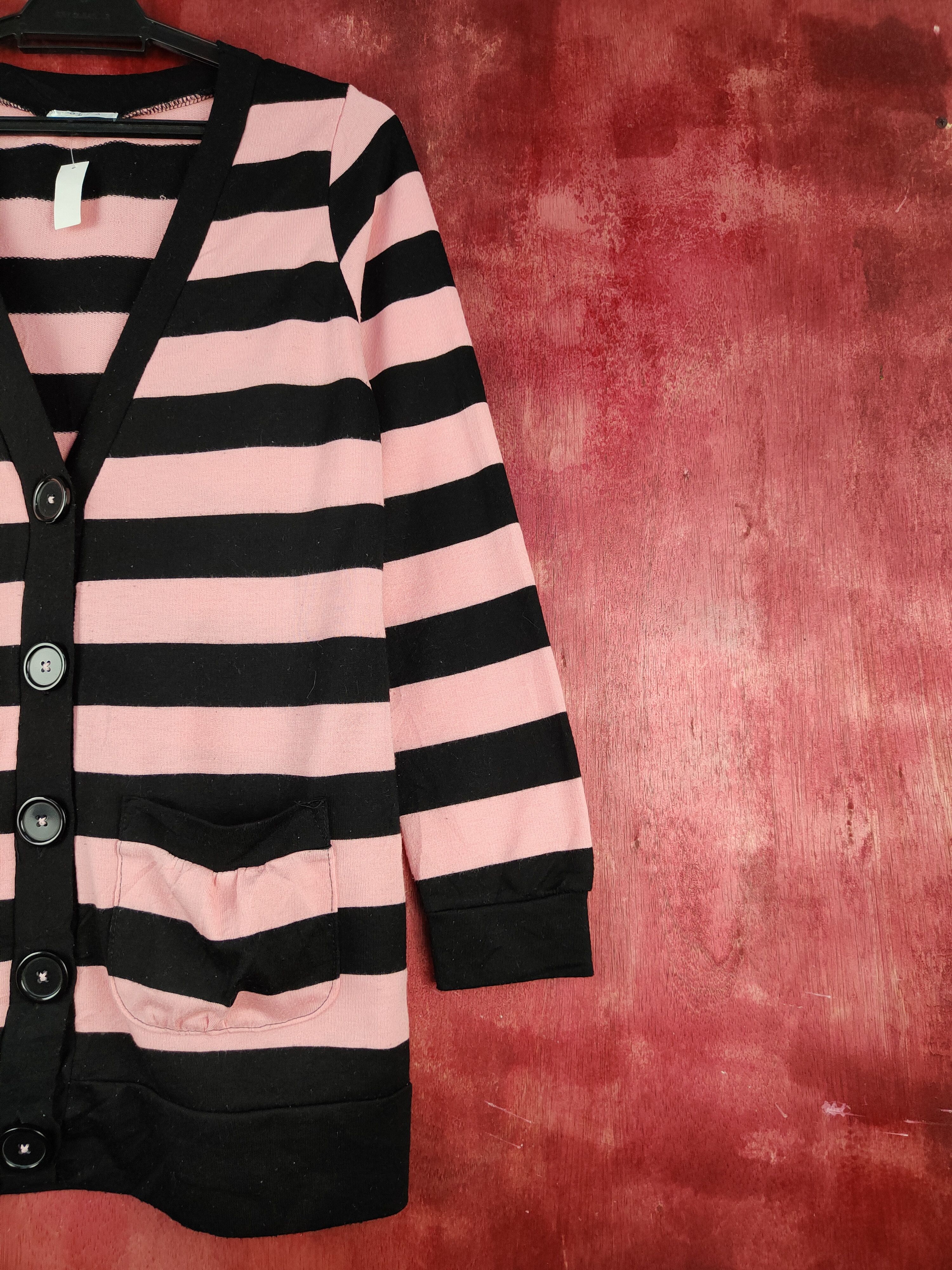 Japanese Brand C.O.L.Z.A Black/Pink stripe knitwear Cardigan #S936 Size M / US 6-8 / IT 42-44 - 5 Thumbnail