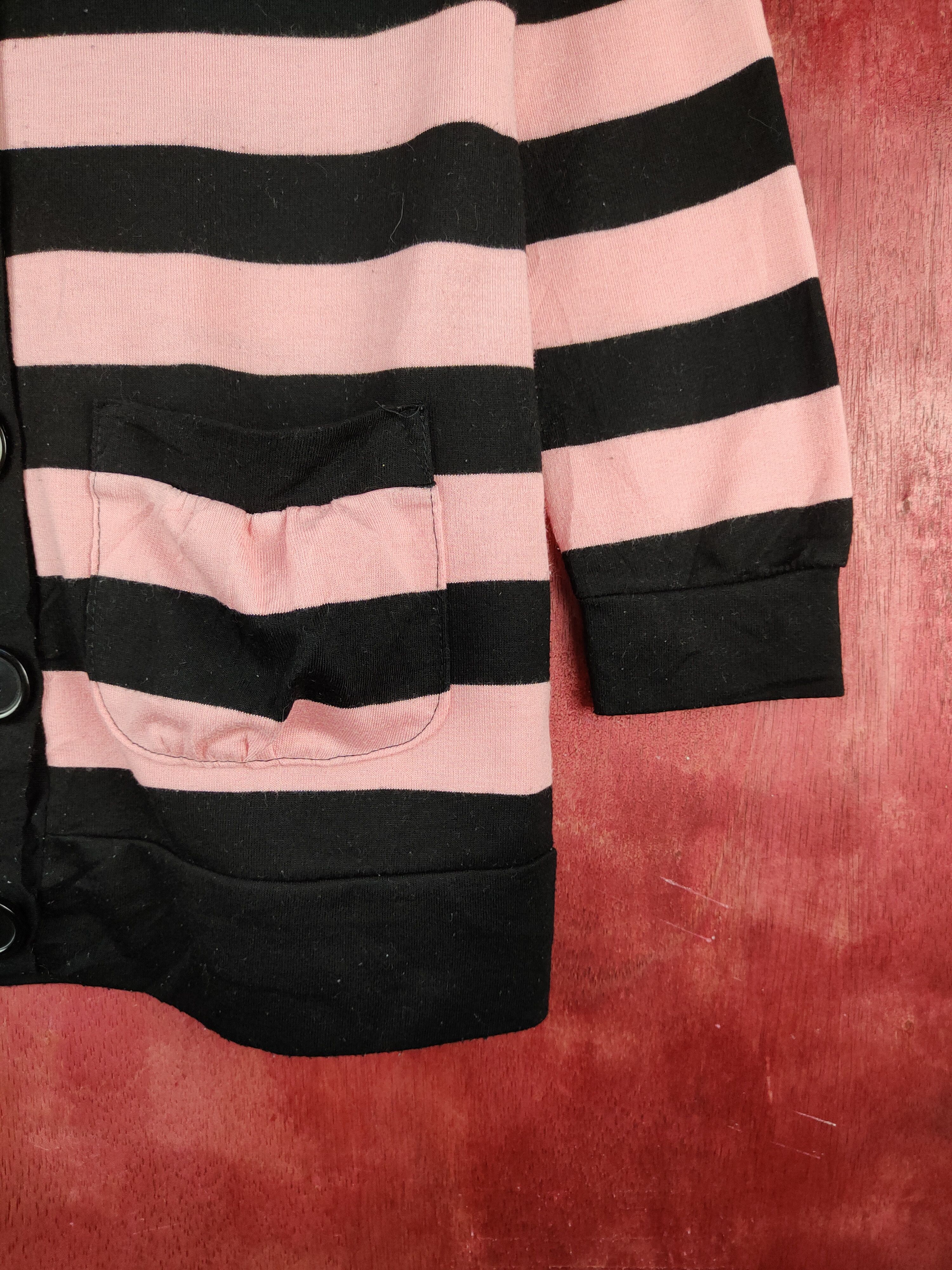 Japanese Brand C.O.L.Z.A Black/Pink stripe knitwear Cardigan #S936 Size M / US 6-8 / IT 42-44 - 6 Thumbnail