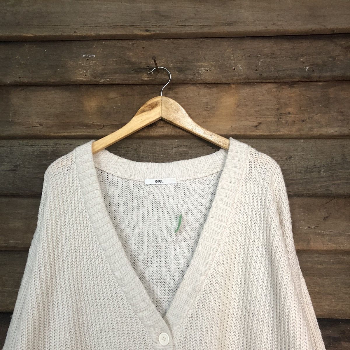 Homespun Knitwear GRL Long Cream Cardigan knitwear japan #7184 Size XL / US 12-14 / IT 48-50 - 4 Thumbnail