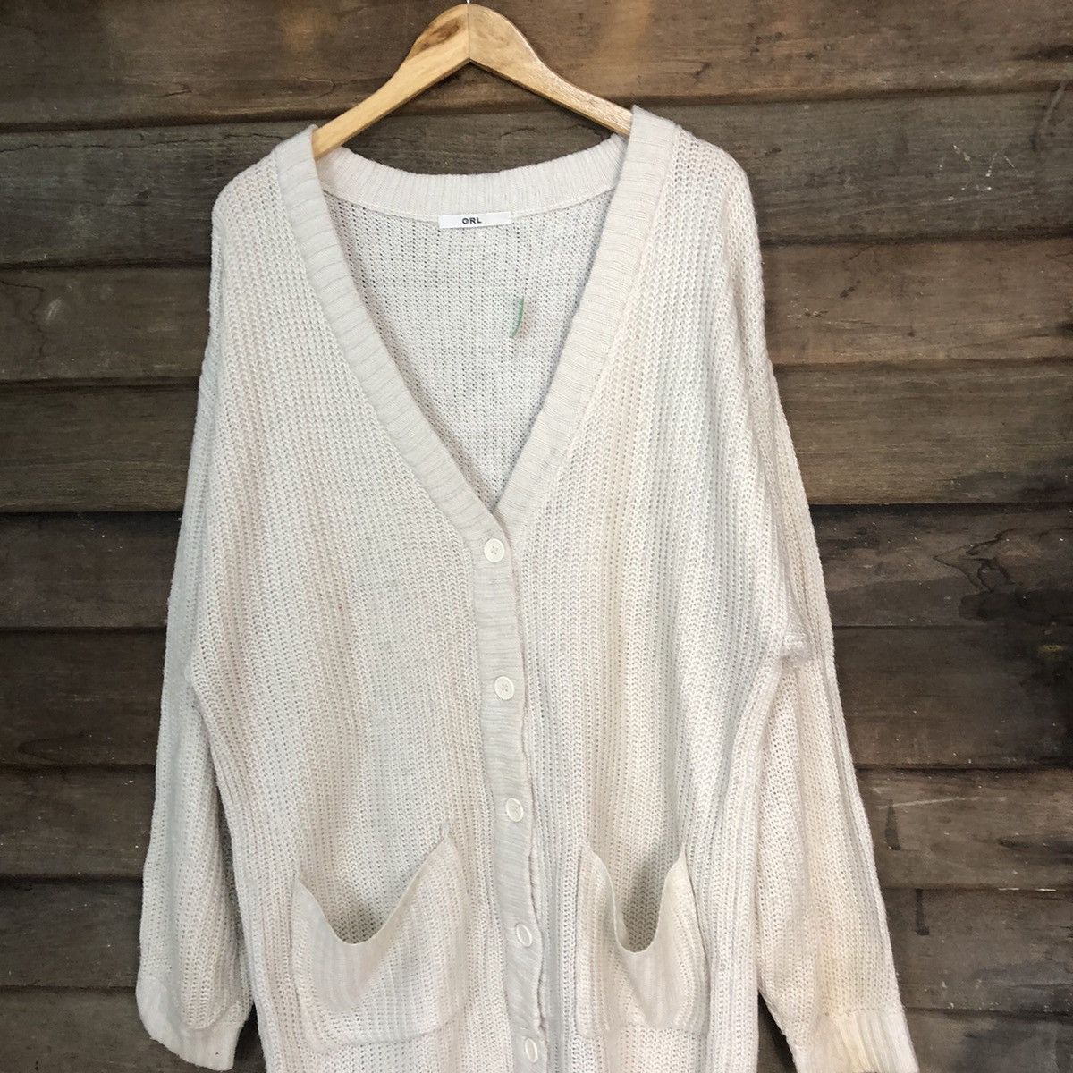 Homespun Knitwear GRL Long Cream Cardigan knitwear japan #7184 Size XL / US 12-14 / IT 48-50 - 2 Thumbnail