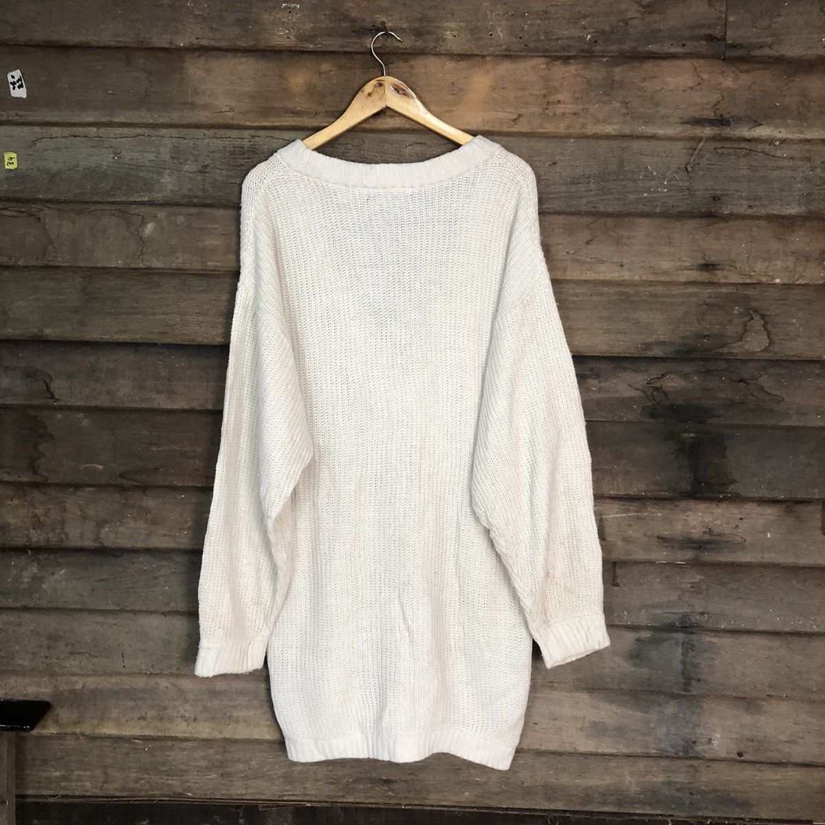 Homespun Knitwear GRL Long Cream Cardigan knitwear japan #7184 Size XL / US 12-14 / IT 48-50 - 9 Thumbnail