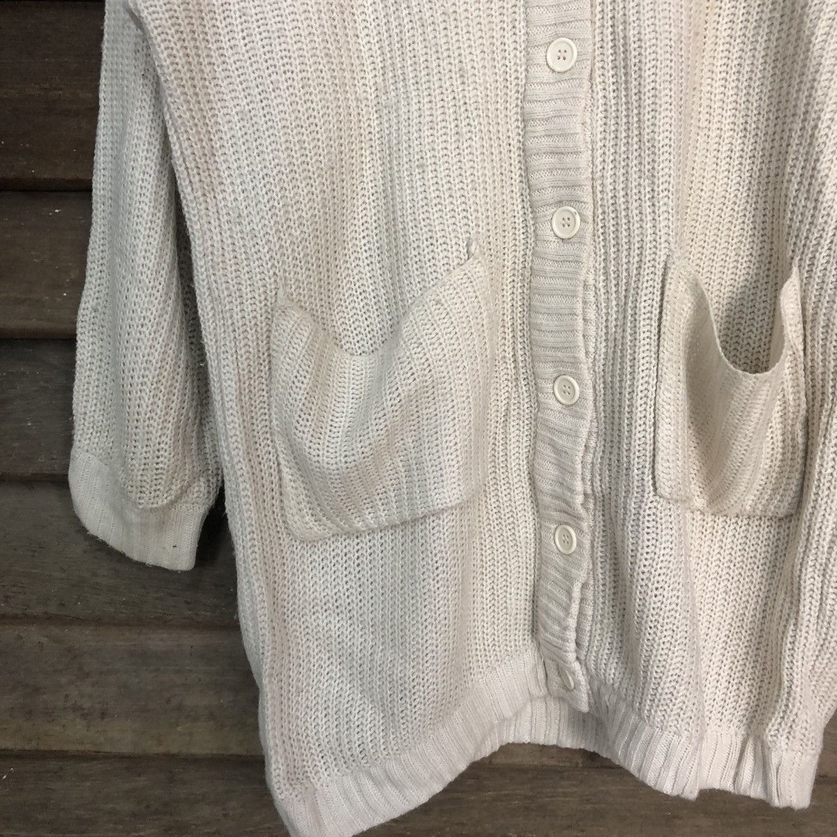 Homespun Knitwear GRL Long Cream Cardigan knitwear japan #7184 Size XL / US 12-14 / IT 48-50 - 5 Thumbnail