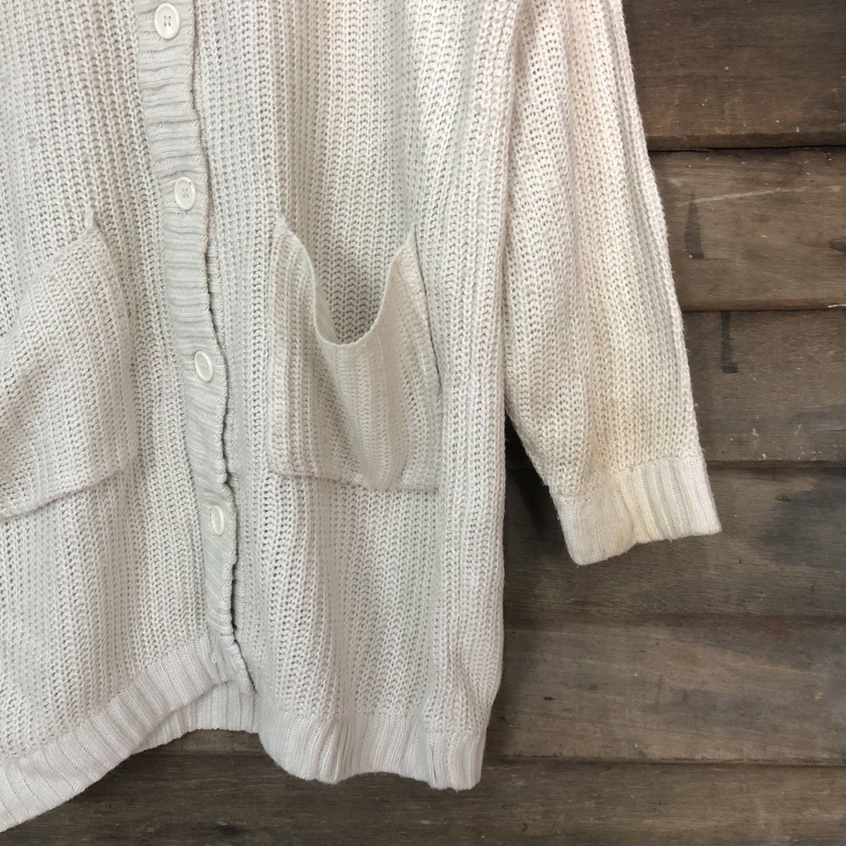 Homespun Knitwear GRL Long Cream Cardigan knitwear japan #7184 Size XL / US 12-14 / IT 48-50 - 6 Thumbnail