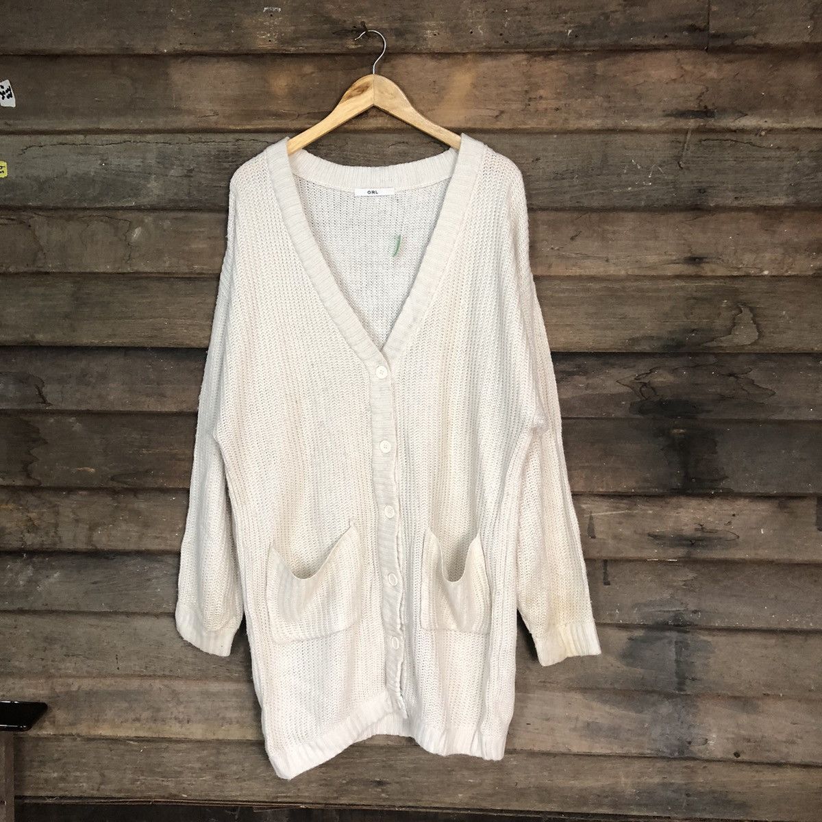 Homespun Knitwear GRL Long Cream Cardigan knitwear japan #7184 Size XL / US 12-14 / IT 48-50 - 1 Thumbnail