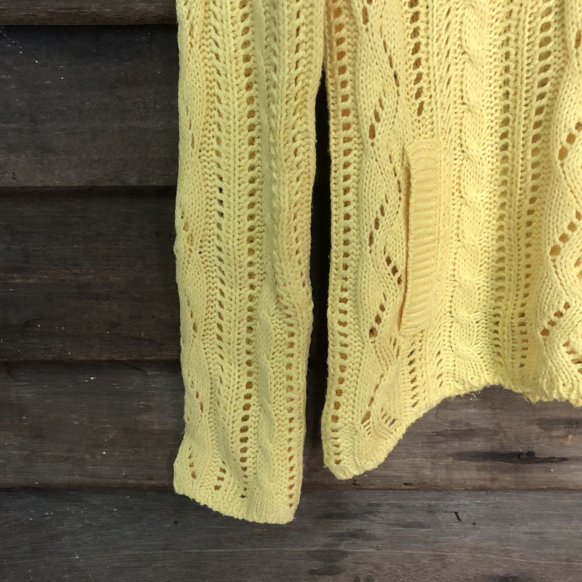 Homespun Knitwear Ciride Mesh Net Crochet Yellow Knitwear hoodie #7181 Size S / US 4 / IT 40 - 8 Thumbnail
