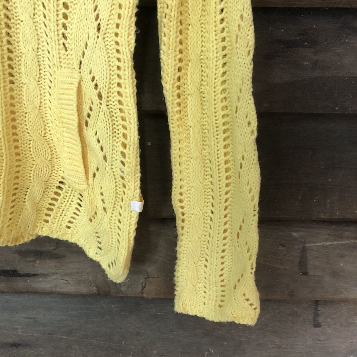 Homespun Knitwear Ciride Mesh Net Crochet Yellow Knitwear hoodie #7181 Size S / US 4 / IT 40 - 9 Thumbnail
