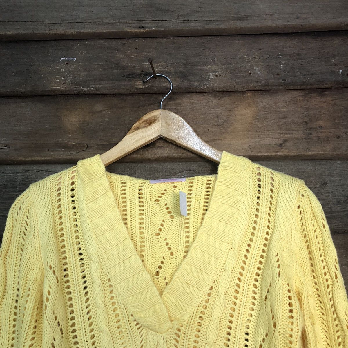 Homespun Knitwear Ciride Mesh Net Crochet Yellow Knitwear hoodie #7181 Size S / US 4 / IT 40 - 6 Thumbnail
