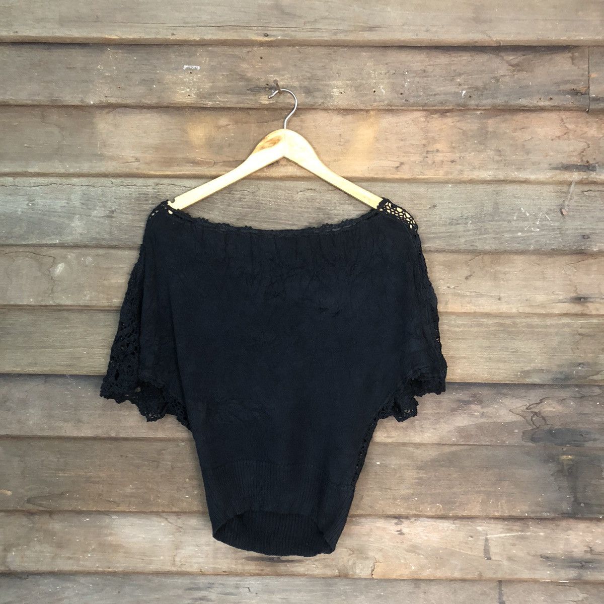 Homespun Knitwear MMUL Mesh Net Crochet Black Cardigan Knitwear #7178 Size S / US 4 / IT 40 - 9 Thumbnail
