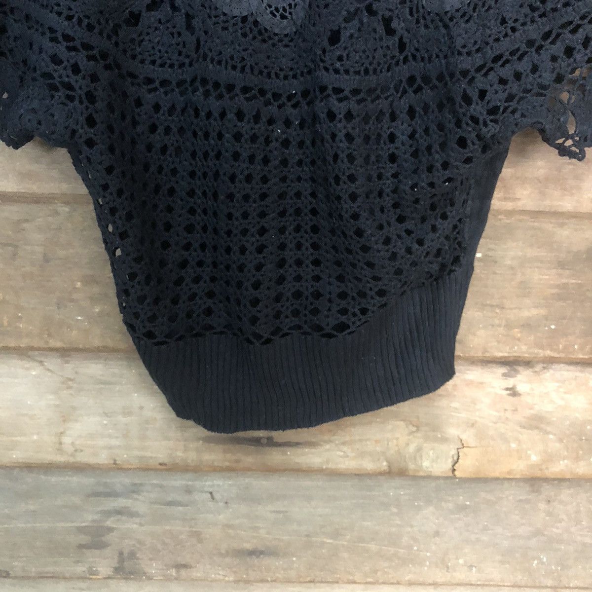 Homespun Knitwear MMUL Mesh Net Crochet Black Cardigan Knitwear #7178 Size S / US 4 / IT 40 - 6 Thumbnail