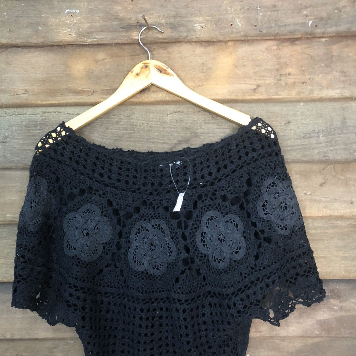 Homespun Knitwear MMUL Mesh Net Crochet Black Cardigan Knitwear #7178 Size S / US 4 / IT 40 - 2 Thumbnail